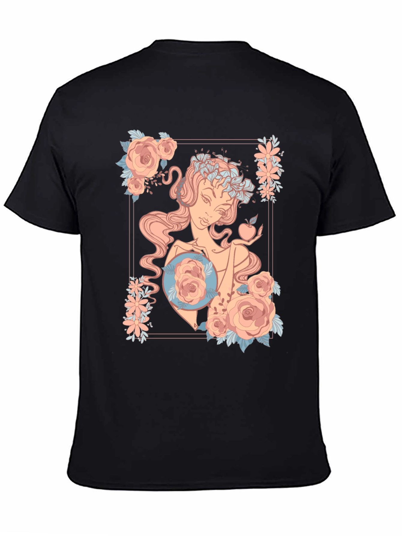 Black Floral Goddess Graphic Black T-Shirt view 4
