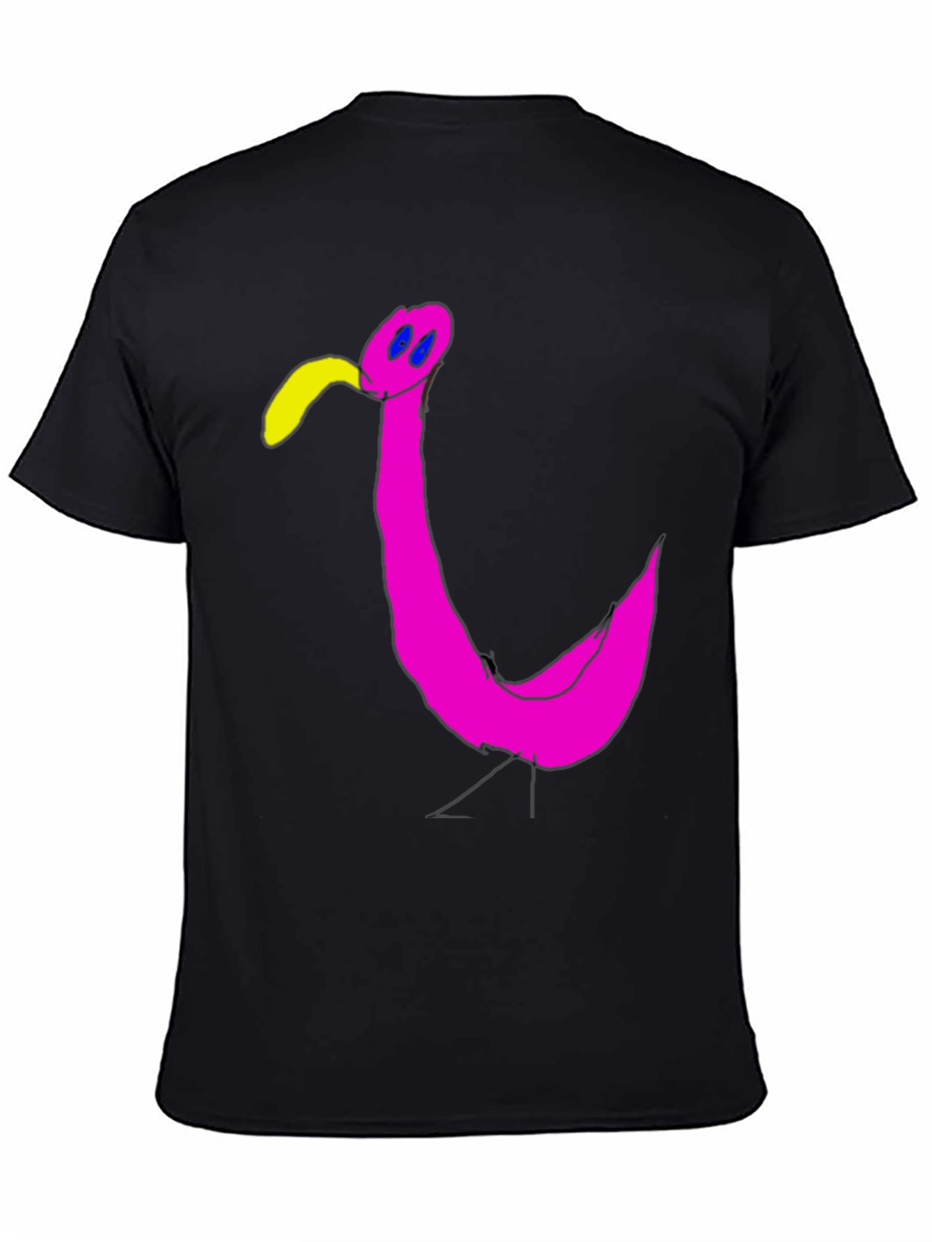 Black Funky Flamingo Black T-Shirt - Unique Graphic Tee view 4