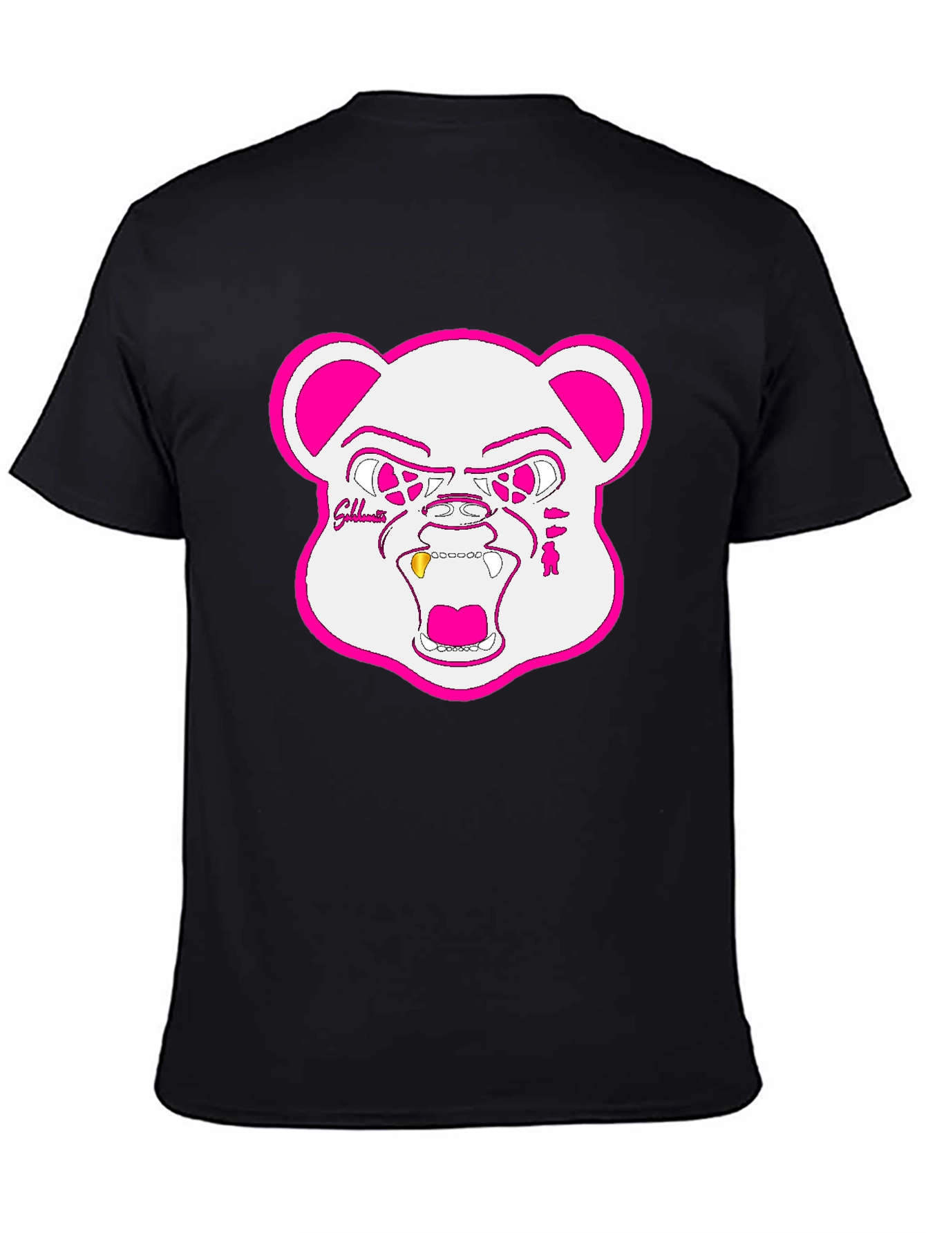 Black Black T-Shirt with Goldteeth Bear Graphic view 4