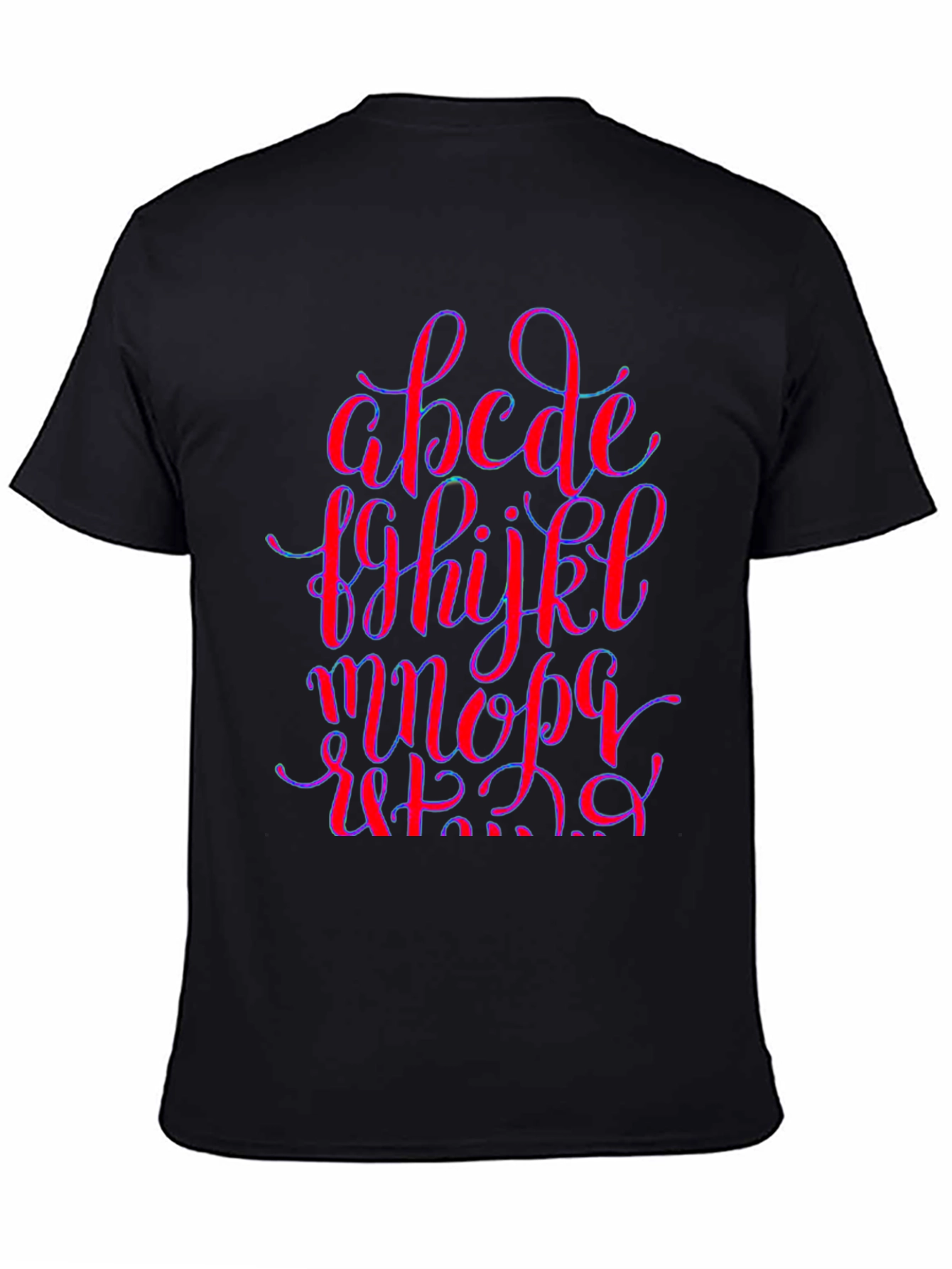 Black Alphabet Graphic Print Black Crew Neck T-Shirt view 4