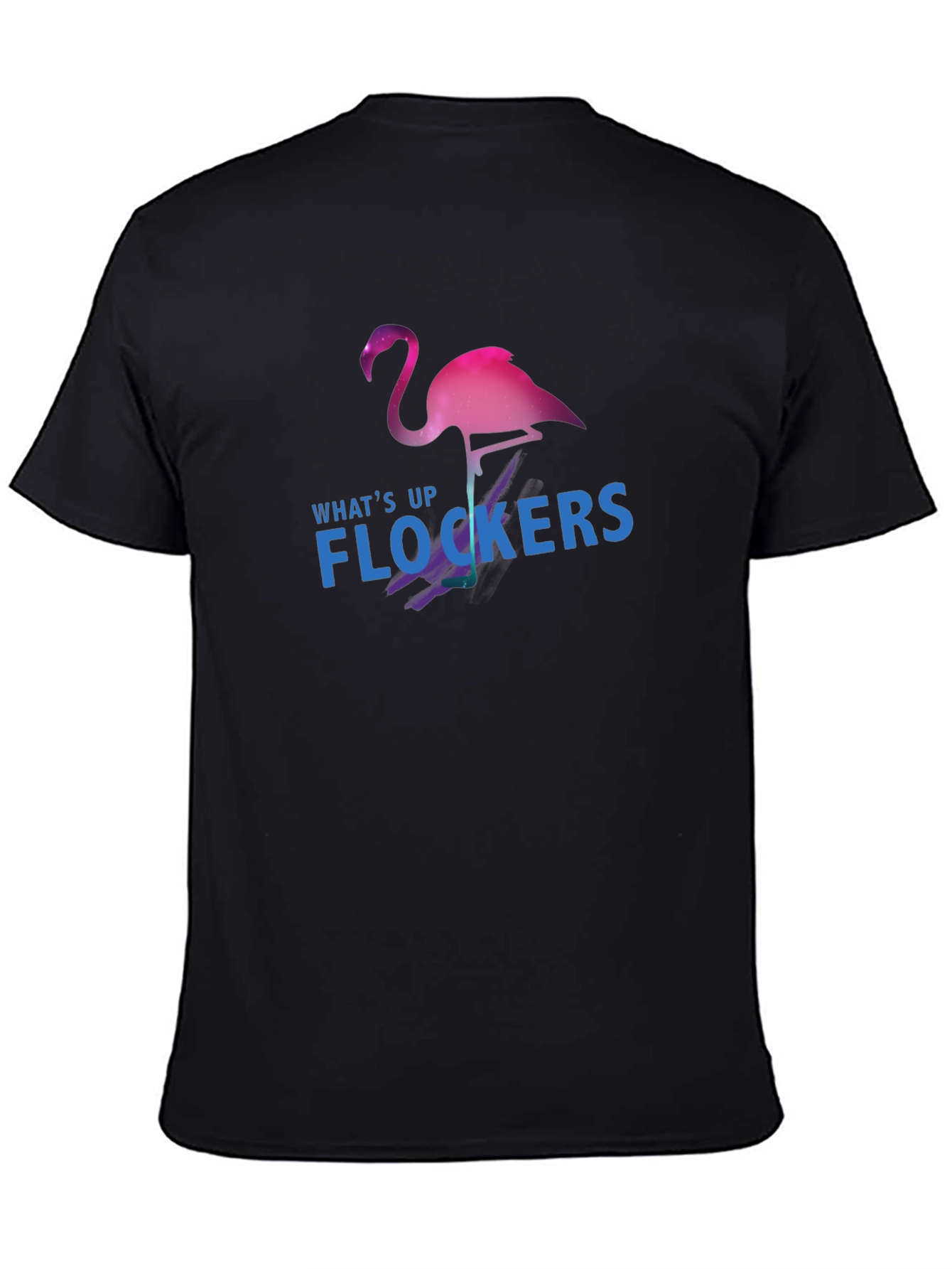 Black What's Up Flockers T-Shirt - Flamingo Graphic Tee view 4