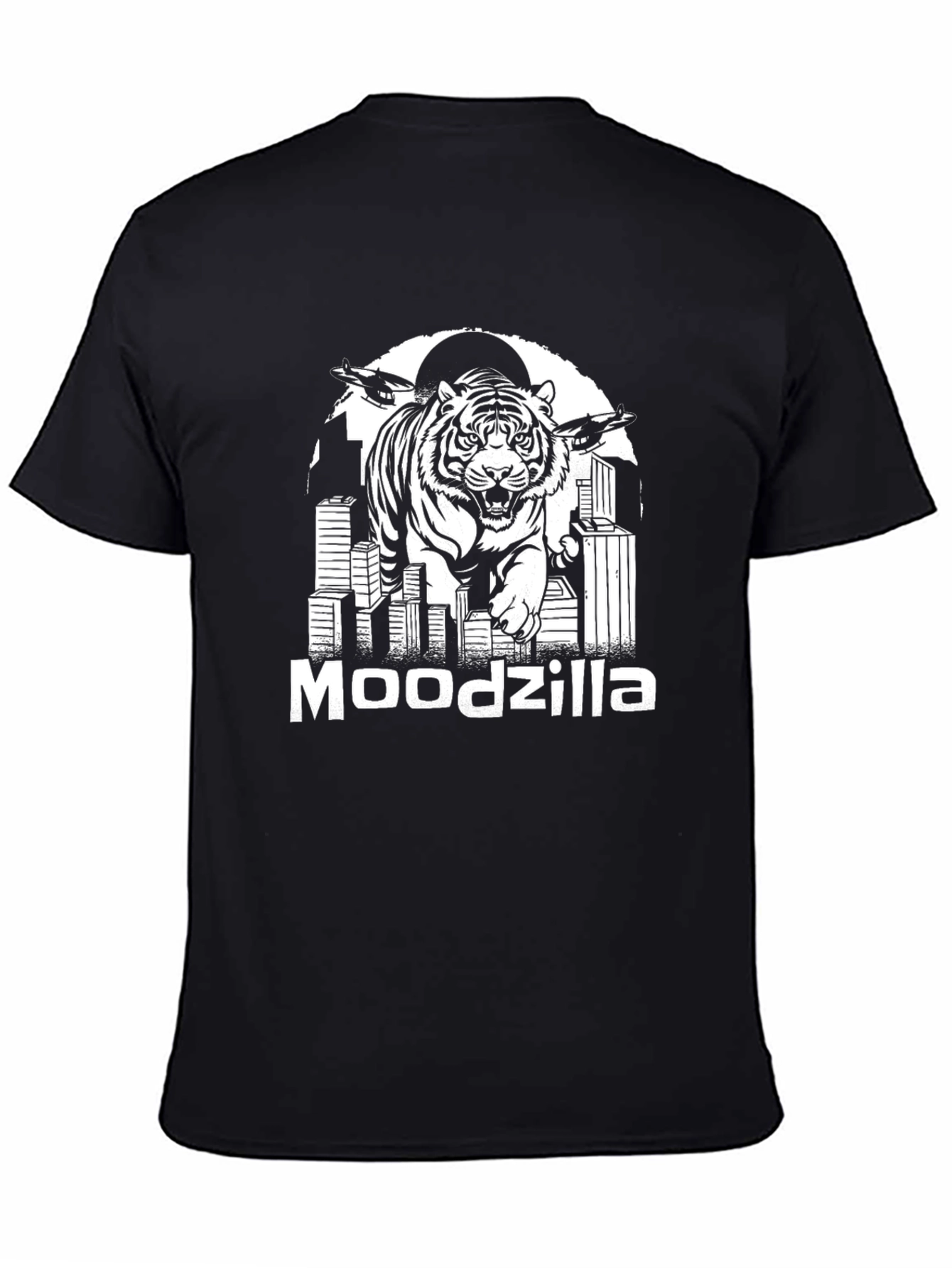 Black Moodzilla Tiger Graphic Black T-Shirt view 4