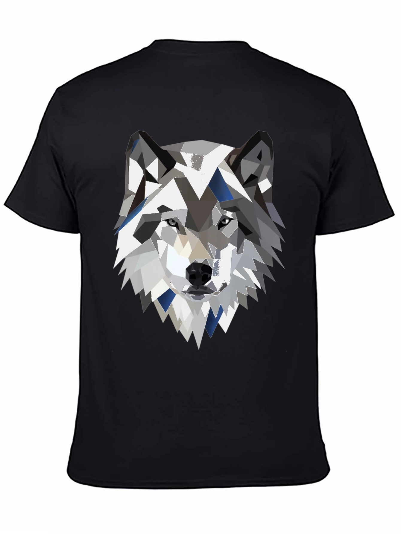 Black Geometric Wolf Graphic Print Black Tee view 4