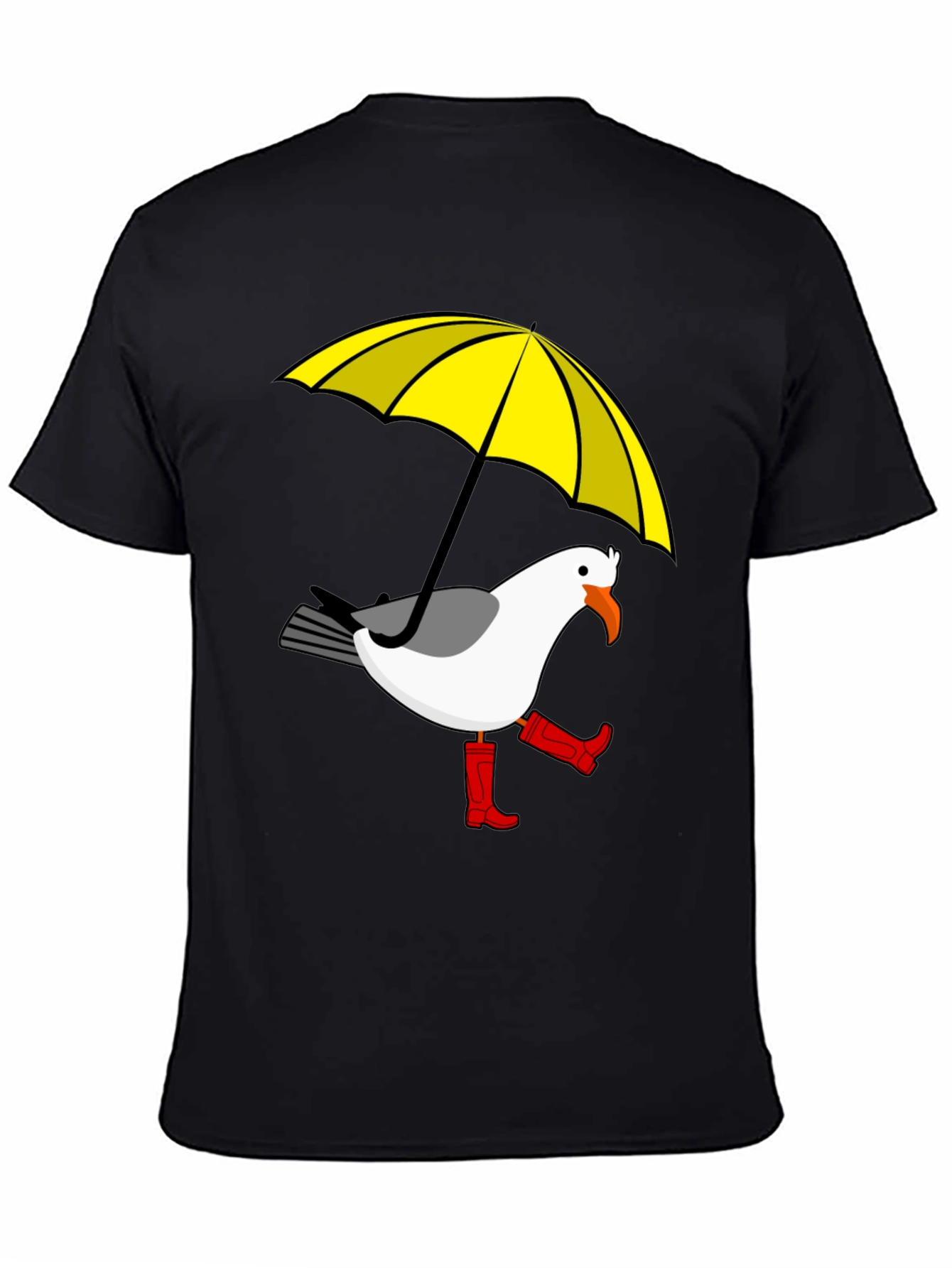 Black Rainy Day Seagull T-Shirt view 4