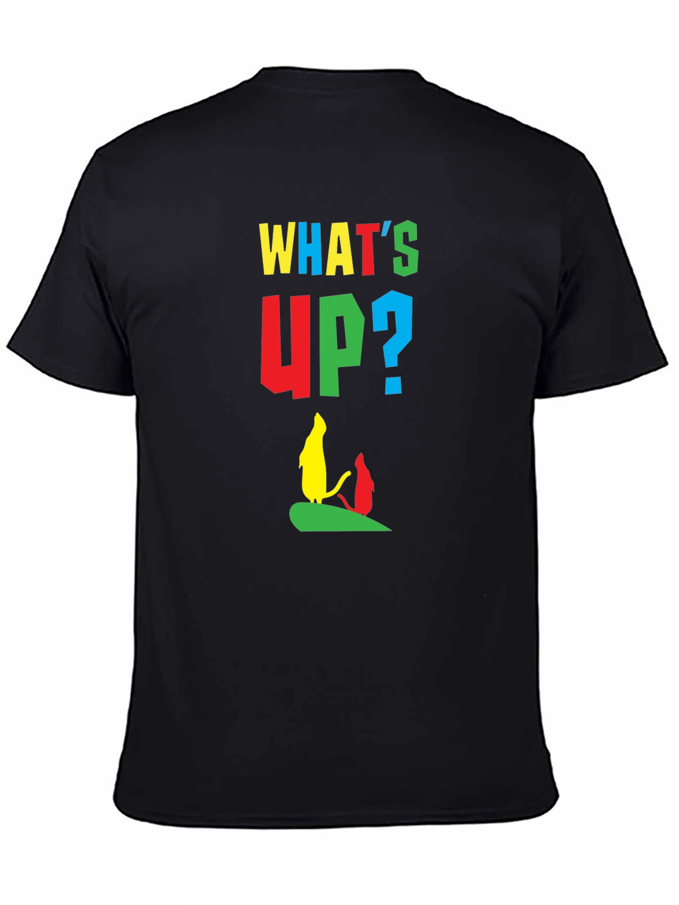Black Whimsical Cartoon Graphic Tee - What's Up? view 4