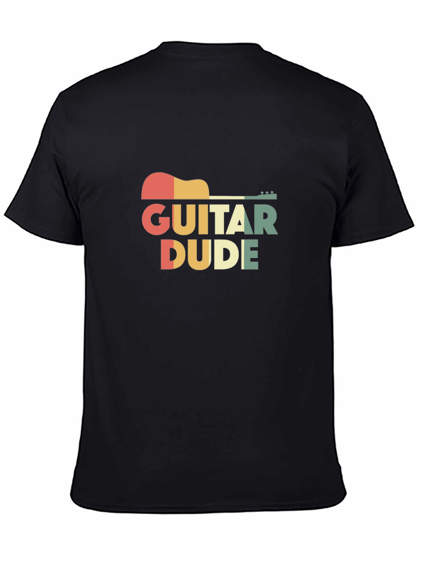 Black Guitar Dude Retro Graphic Tee - Music Lover's T-Shirt view 4