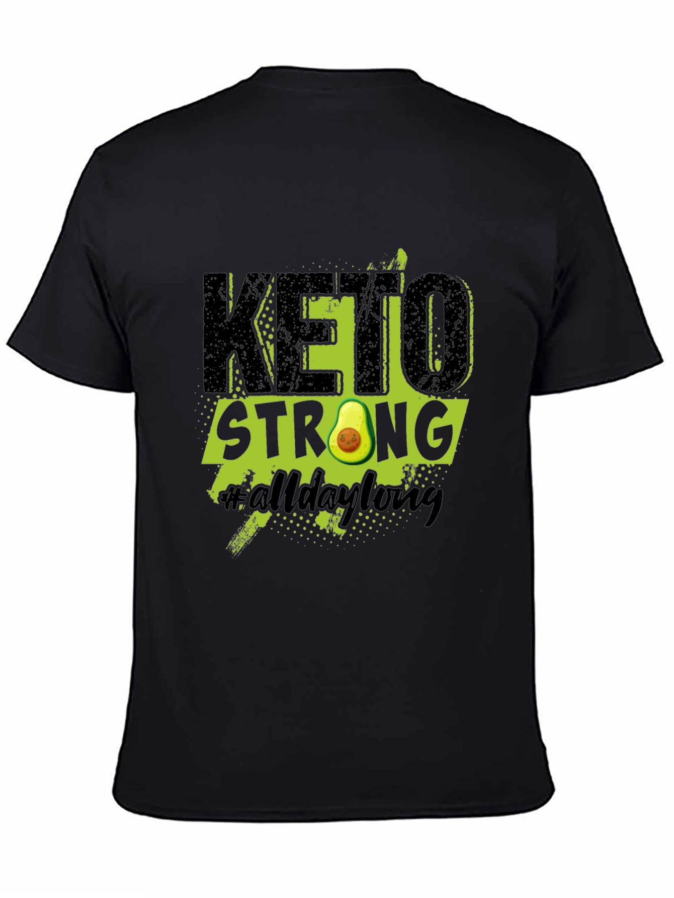 Black Keto Strong Avocado Graphic T-Shirt view 4