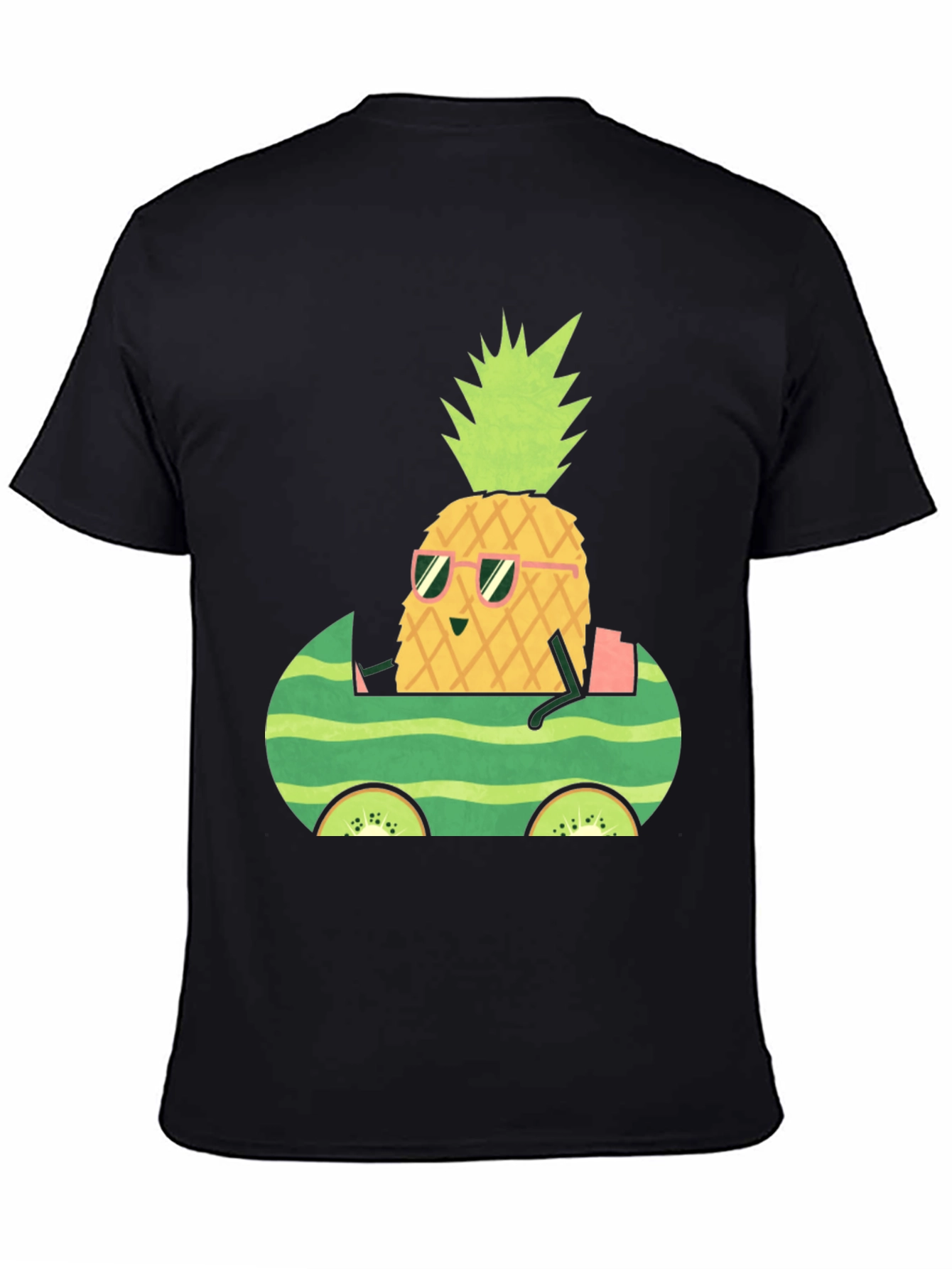 Black Pineapple Watermelon Car Graphic Tee view 4