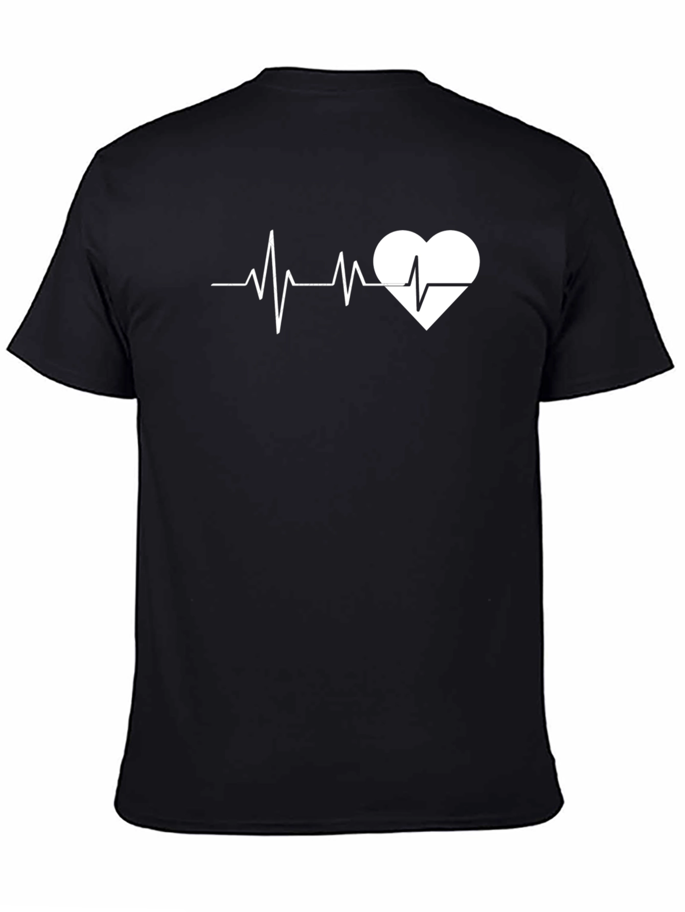 Black Heartbeat Graphic Tee - Stylish Black Cotton T-Shirt view 4