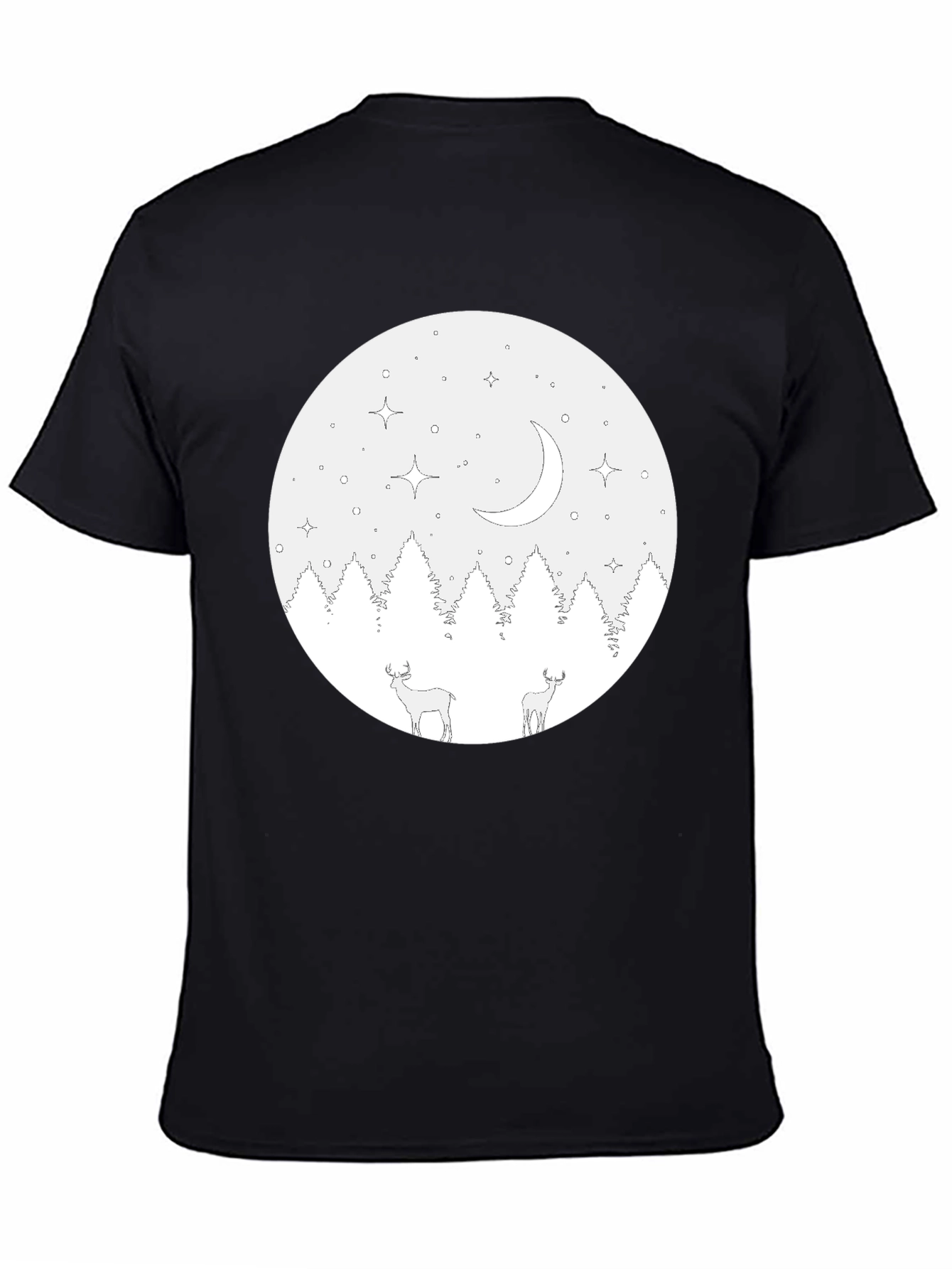 Black Black Deer & Moon Graphic Tee view 4