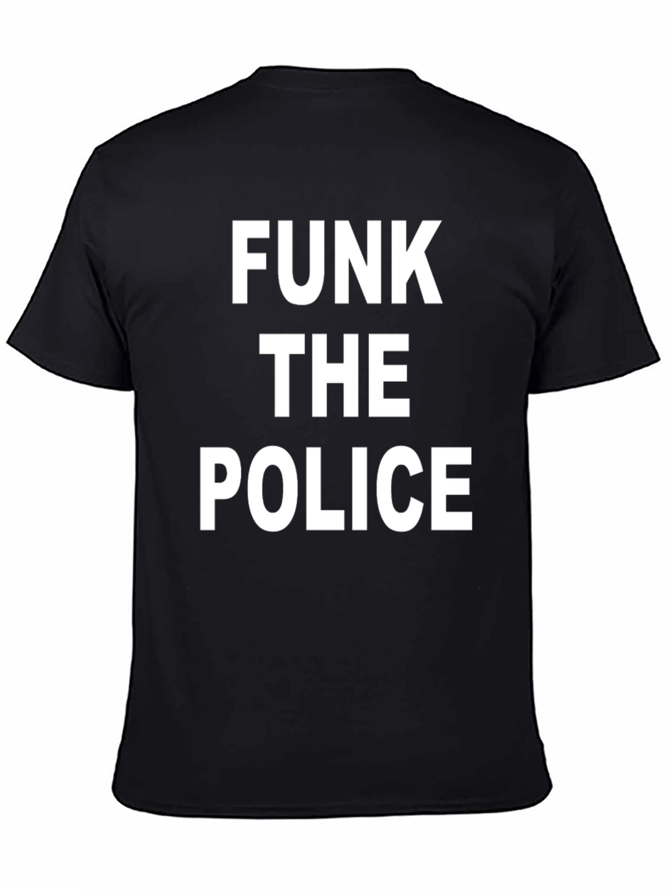 Black Funk the Police Graphic Tee - Black Cotton T-Shirt view 4