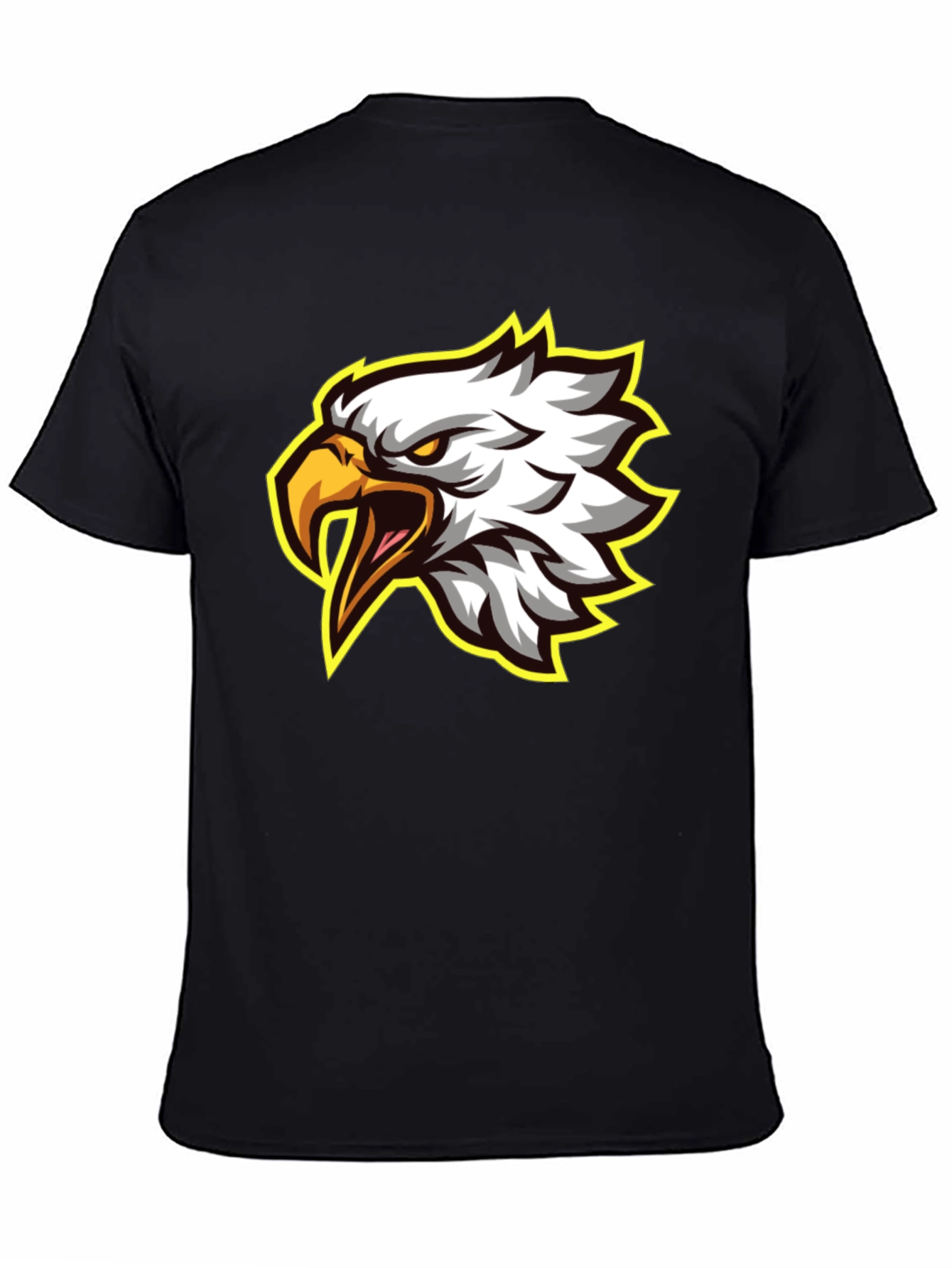 Black Eagle Graphic Tee - Fierce Bird Design Black T-Shirt view 4