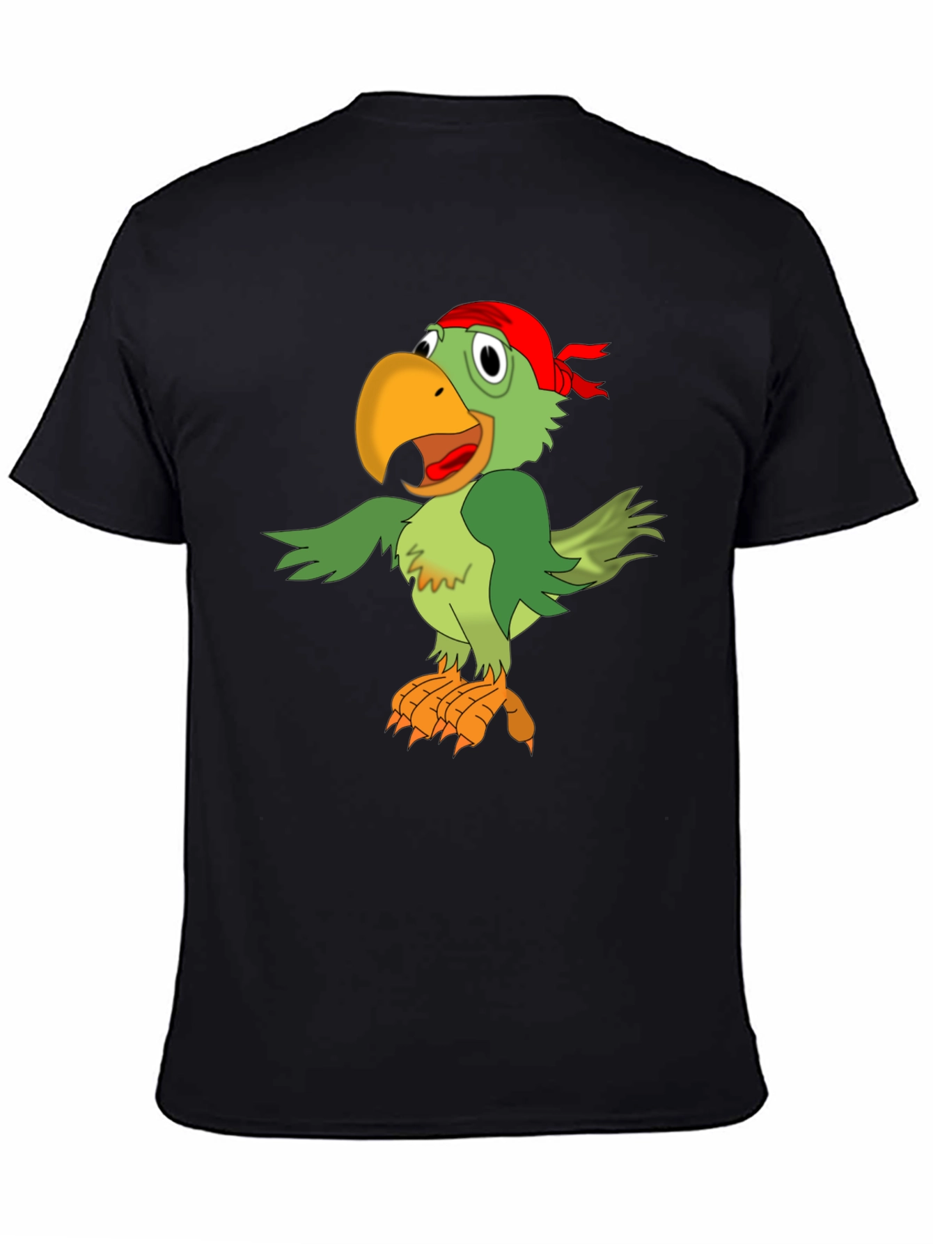 Black Parrot Pirate Graphic Tee - Men's Black T-Shirt view 4
