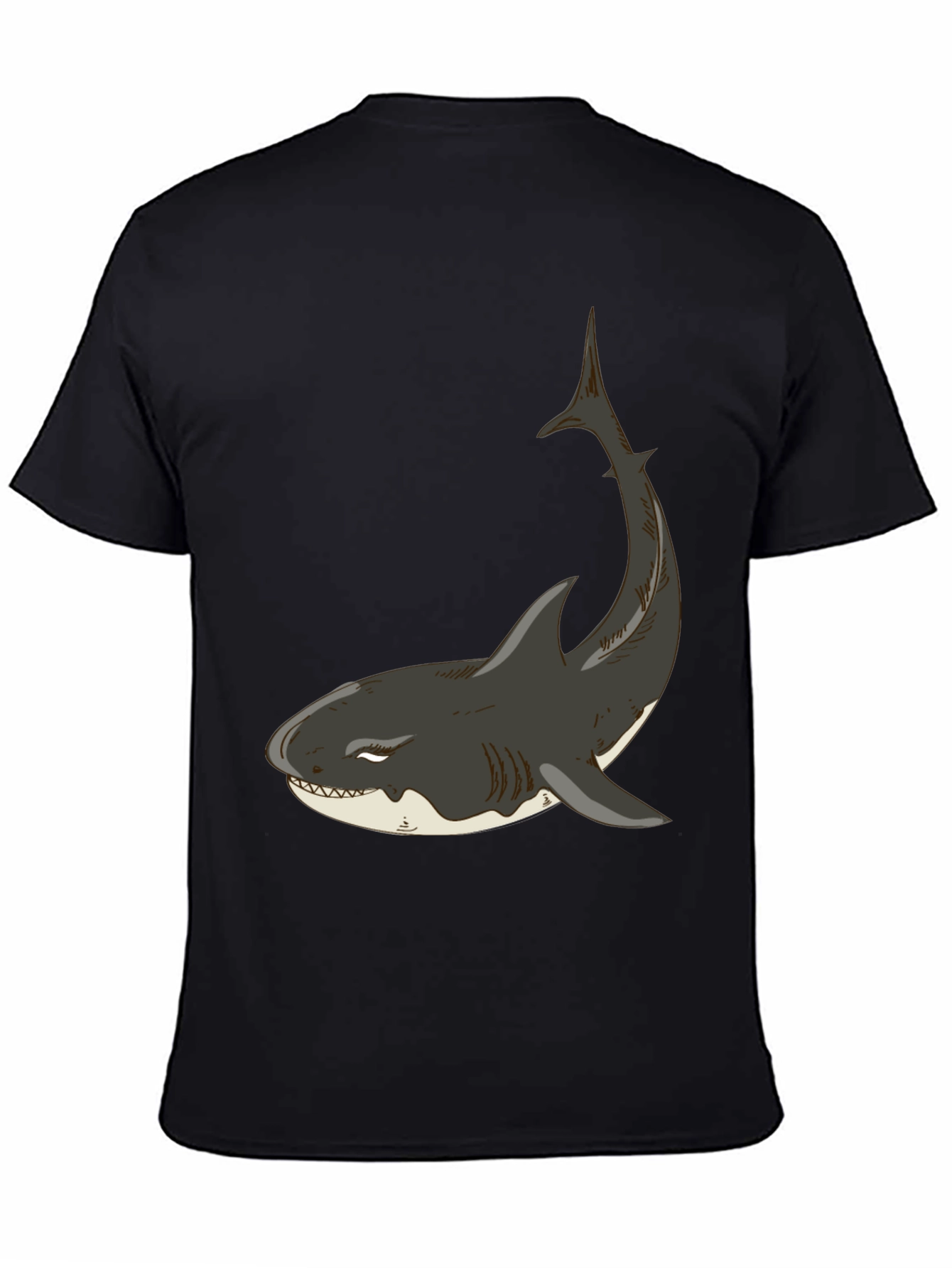 Black Cool Shark Graphic Black T-Shirt view 4