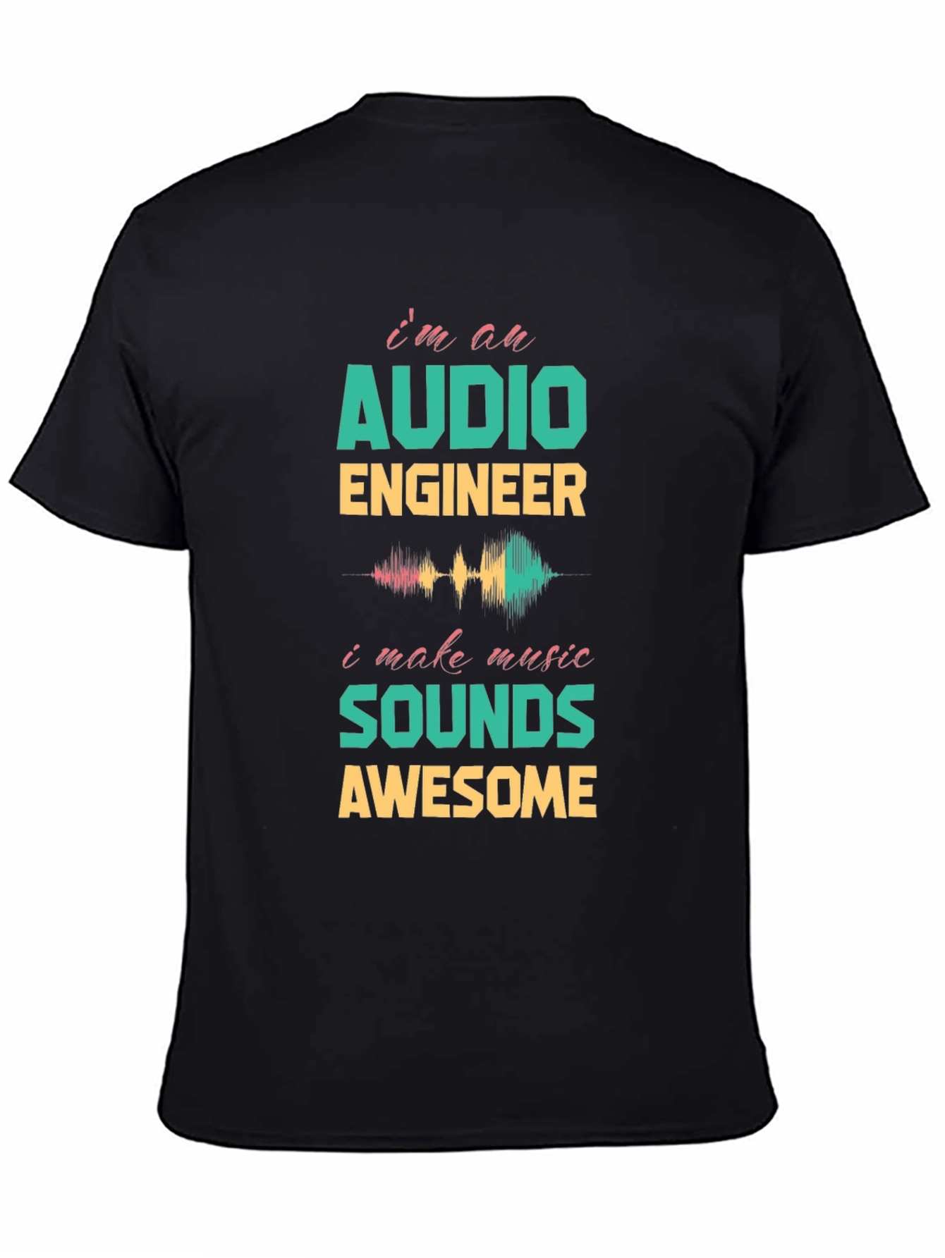 Black Audio Engineer Music Lover T-Shirt view 4