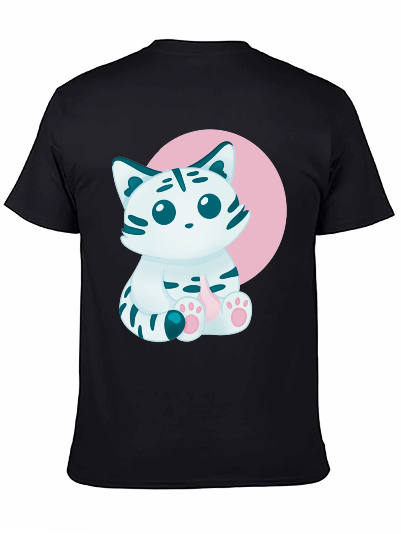 Black Cute Kitten Graphic Tee - Soft Cotton Blend view 4
