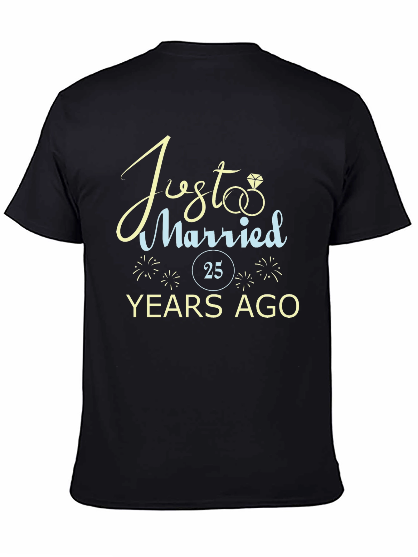 Black Just Married 25 Years Ago Anniversary T-Shirt view 4