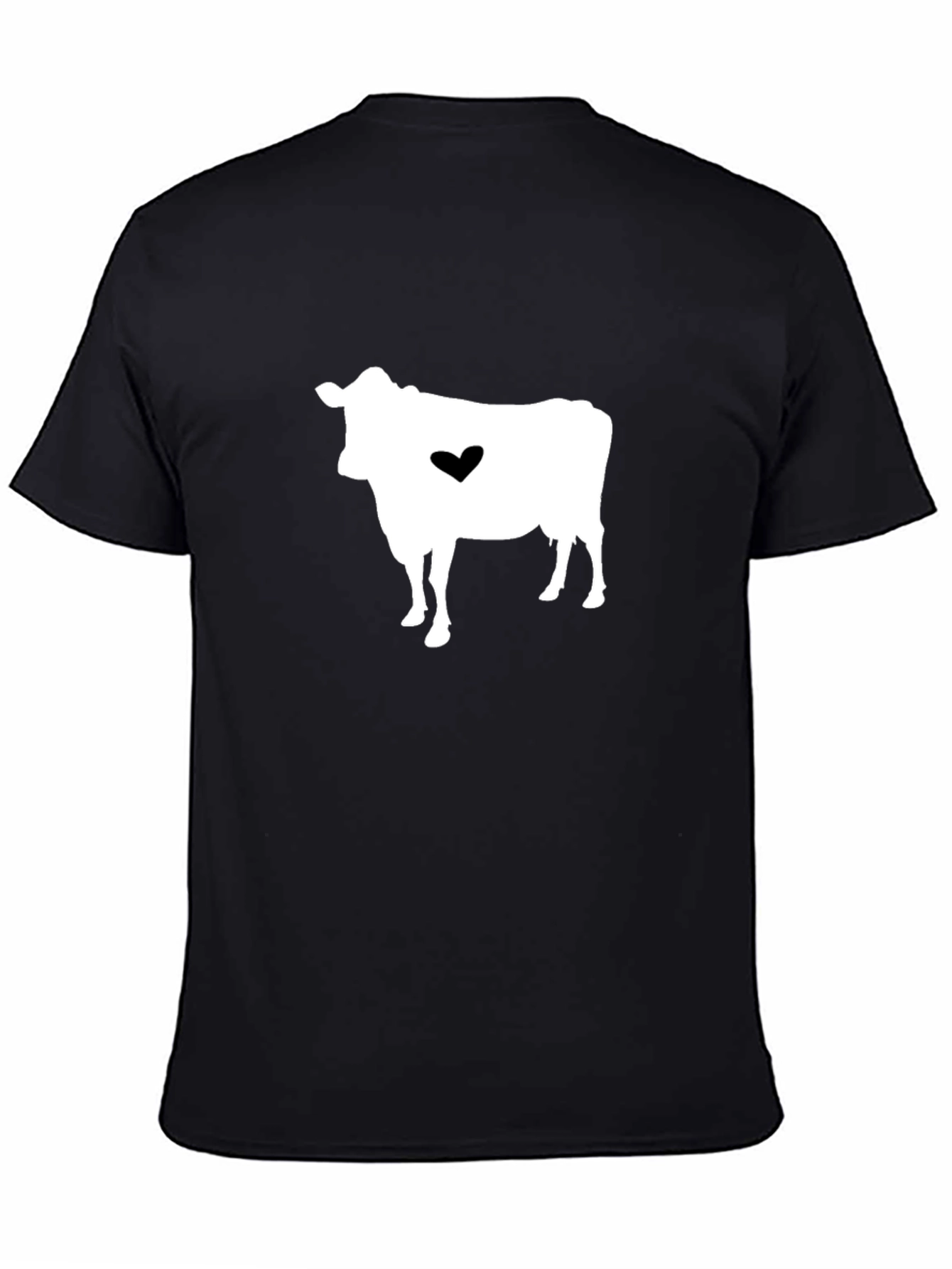 Black Cow Heart Graphic T-Shirt - Black Casual Tee view 4