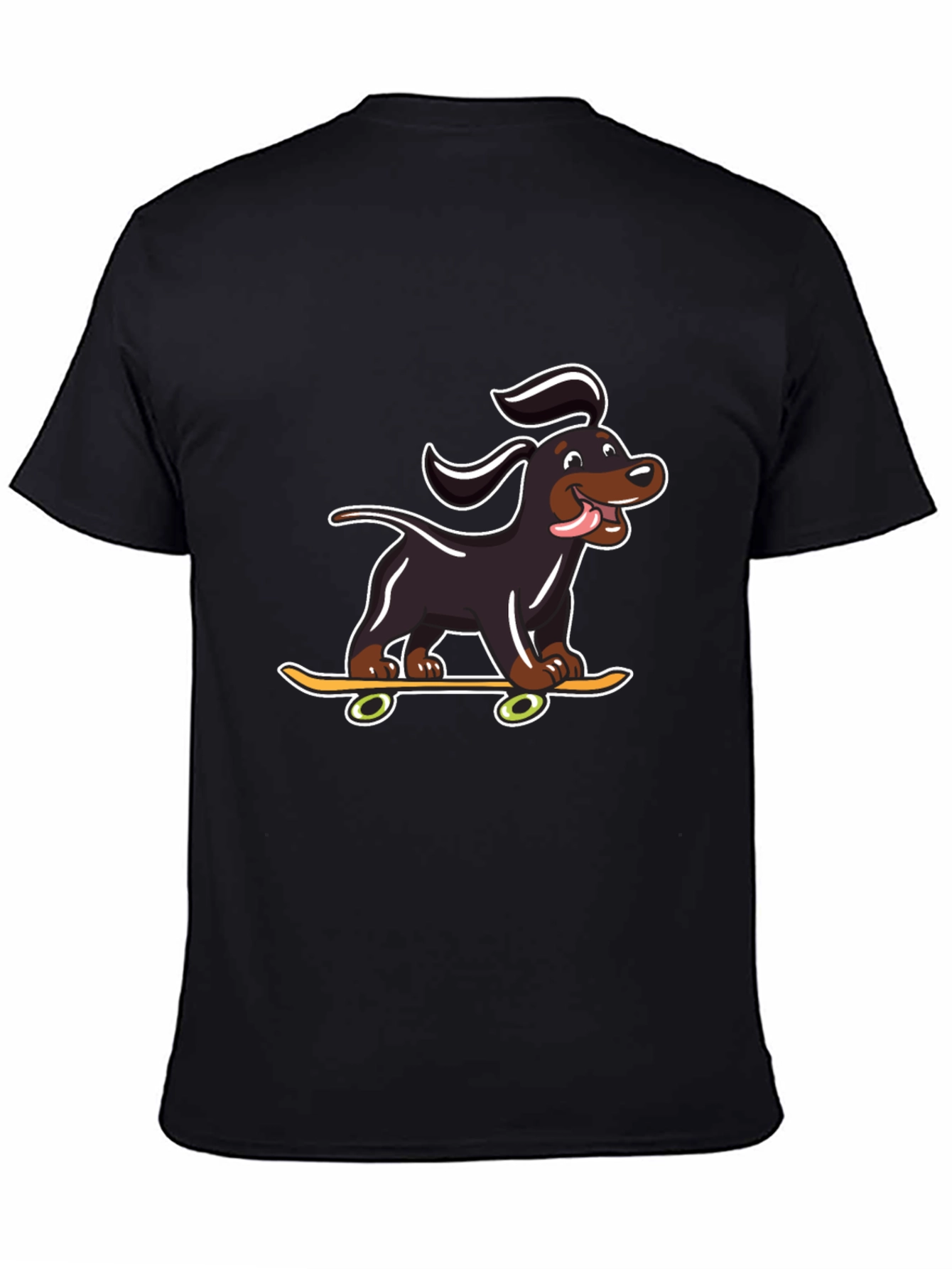 Black Skateboarding Dog Graphic T-Shirt view 4