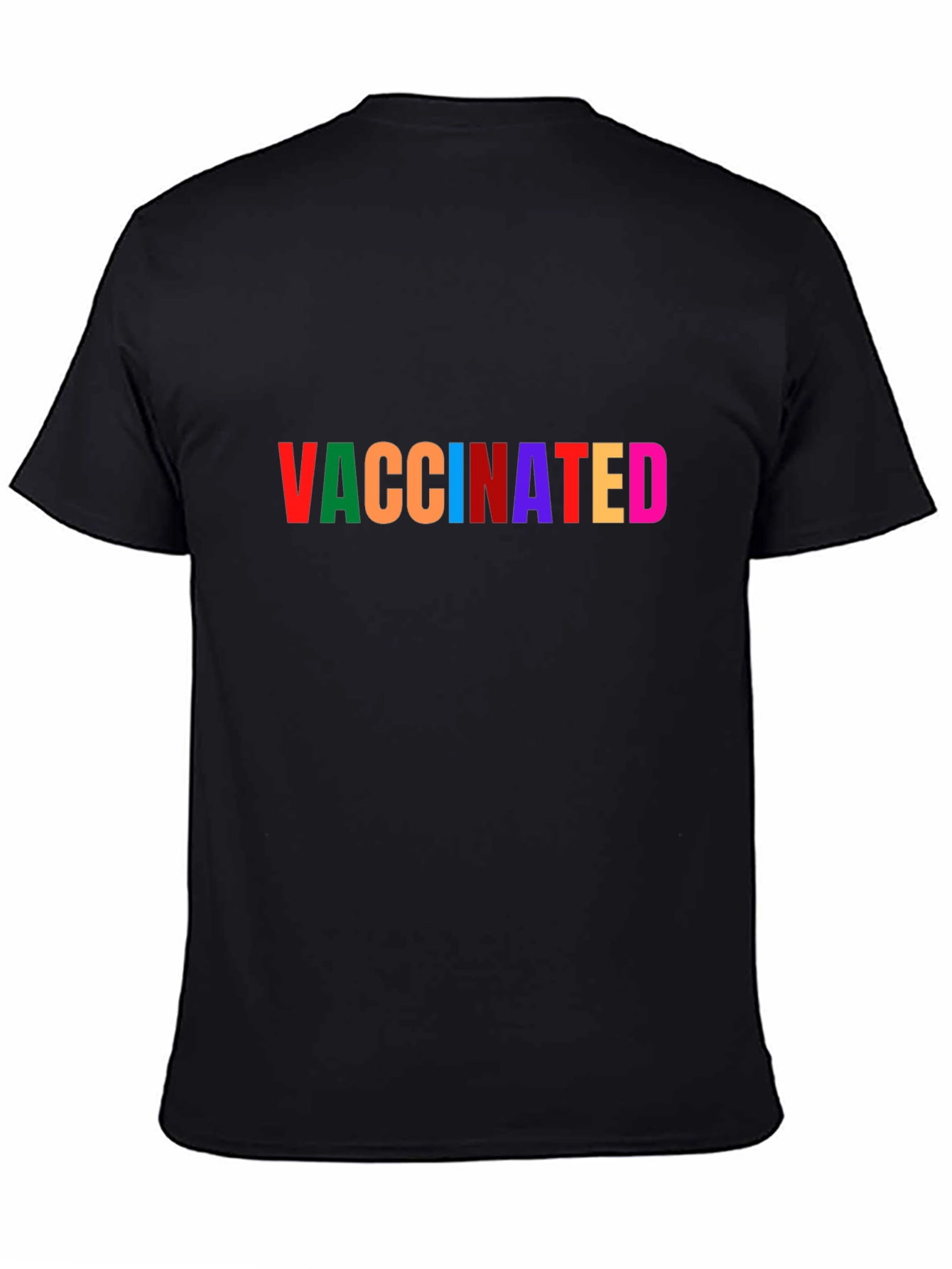 Black Vaccinated Rainbow Text Black T-Shirt view 4