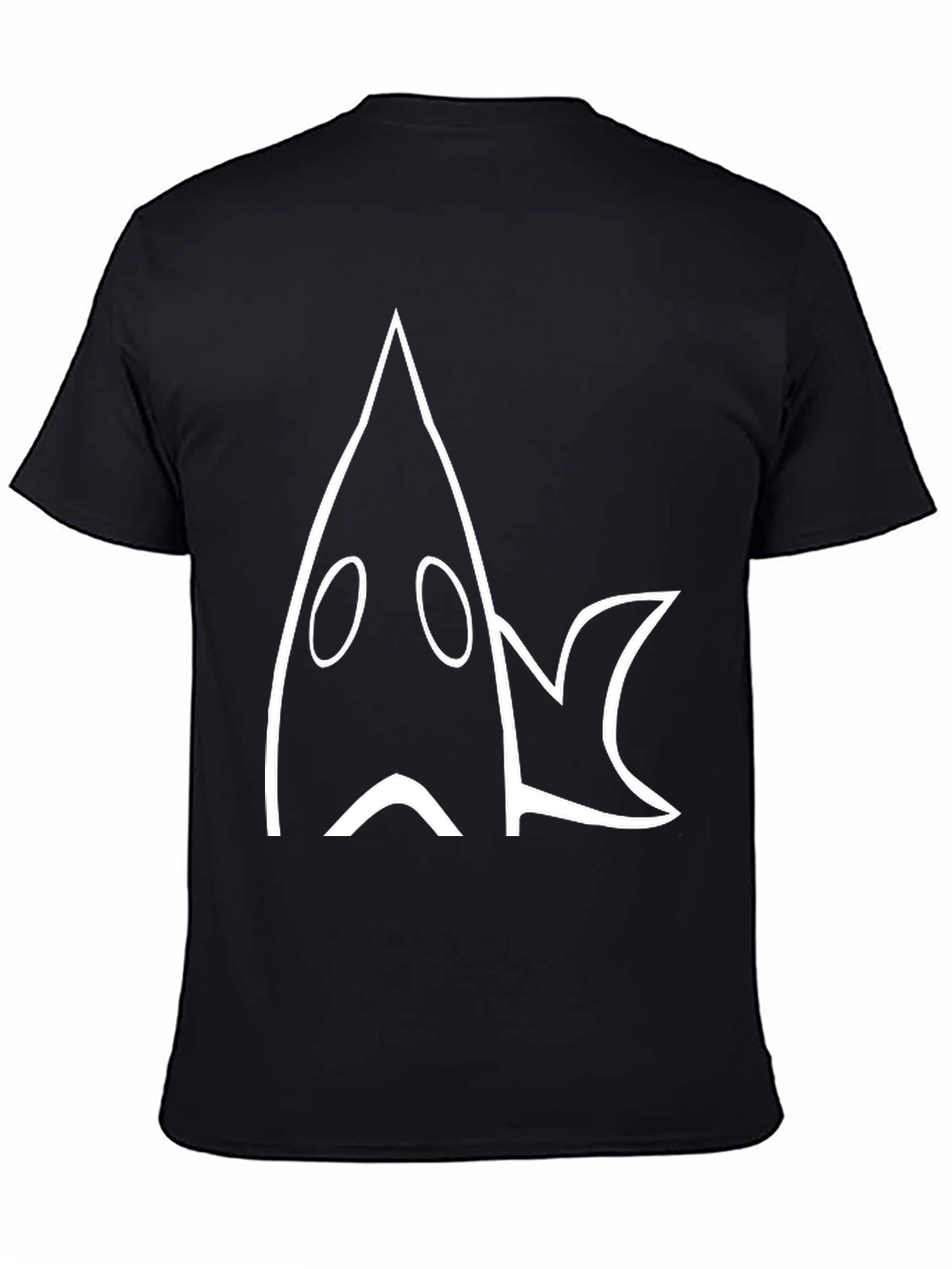 Black Cool Black T-Shirt with Abstract White Shark Design view 4