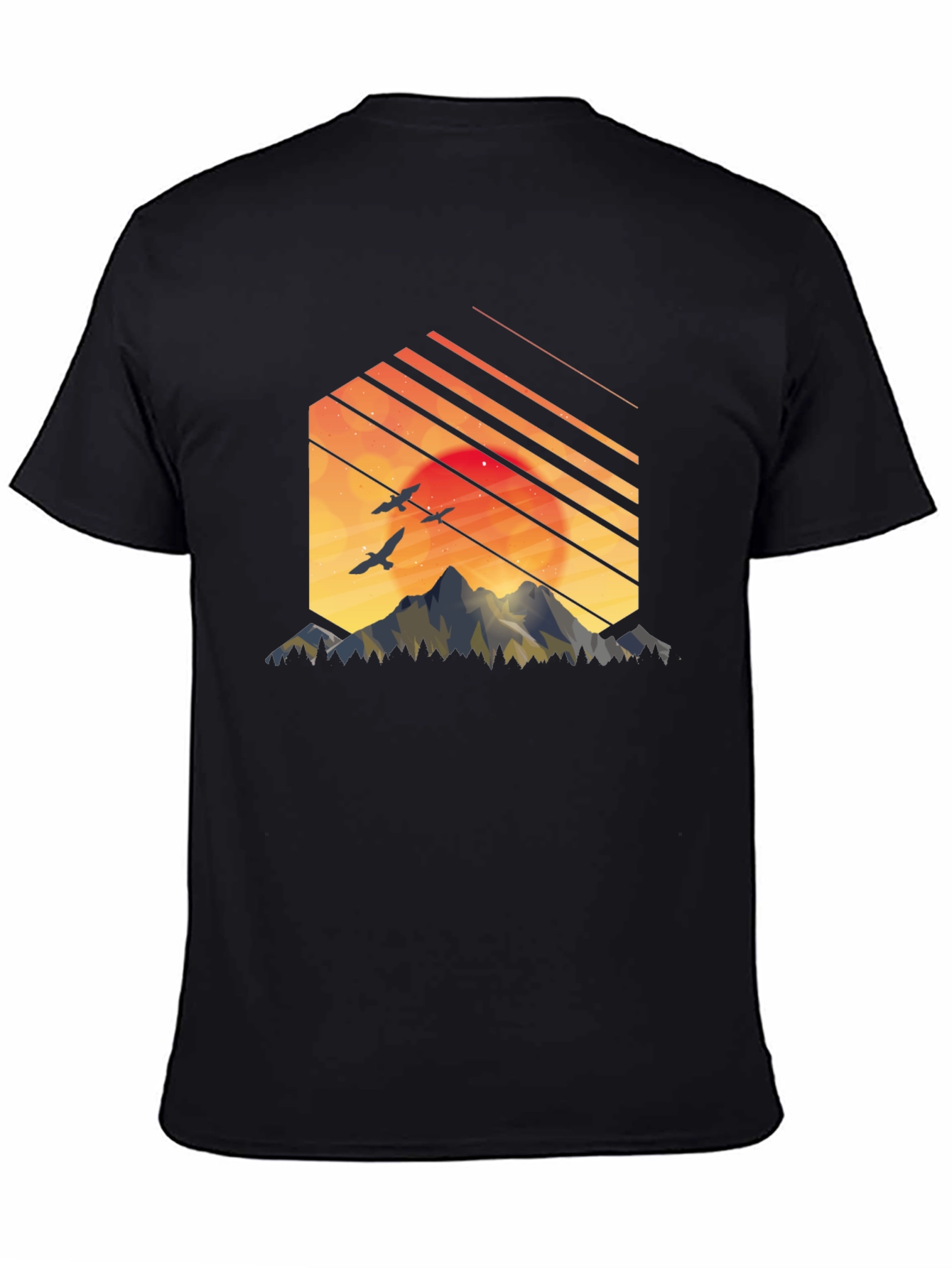 Black Sunset Mountain Graphic Tee - Stylish Black T-Shirt view 4