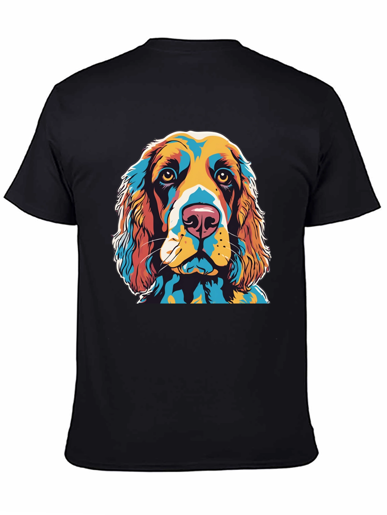Black Colorful Dog Portrait Graphic T-Shirt view 4