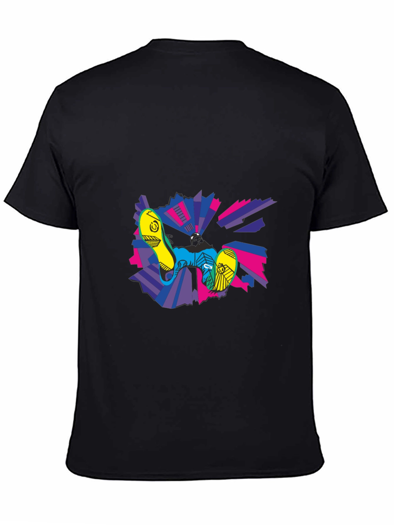 Black Abstract Graphic Print Crew Neck T-Shirt view 4
