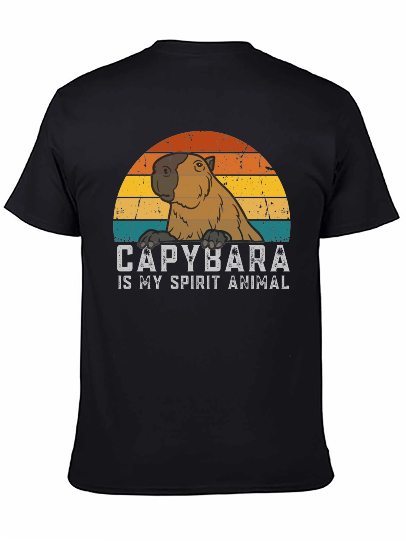 Black Capybara Spirit Animal Graphic Tee - Cool Retro Design view 4