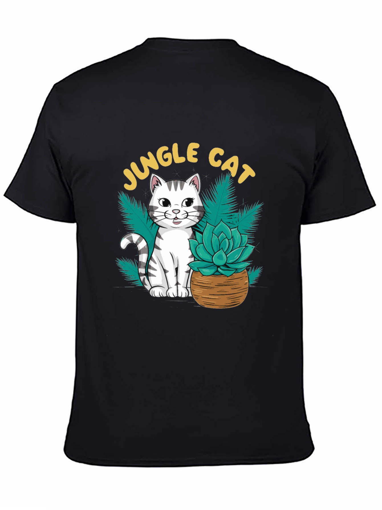 Black Jungle Cat Graphic T-Shirt - Cool Cat Lover Tee view 4