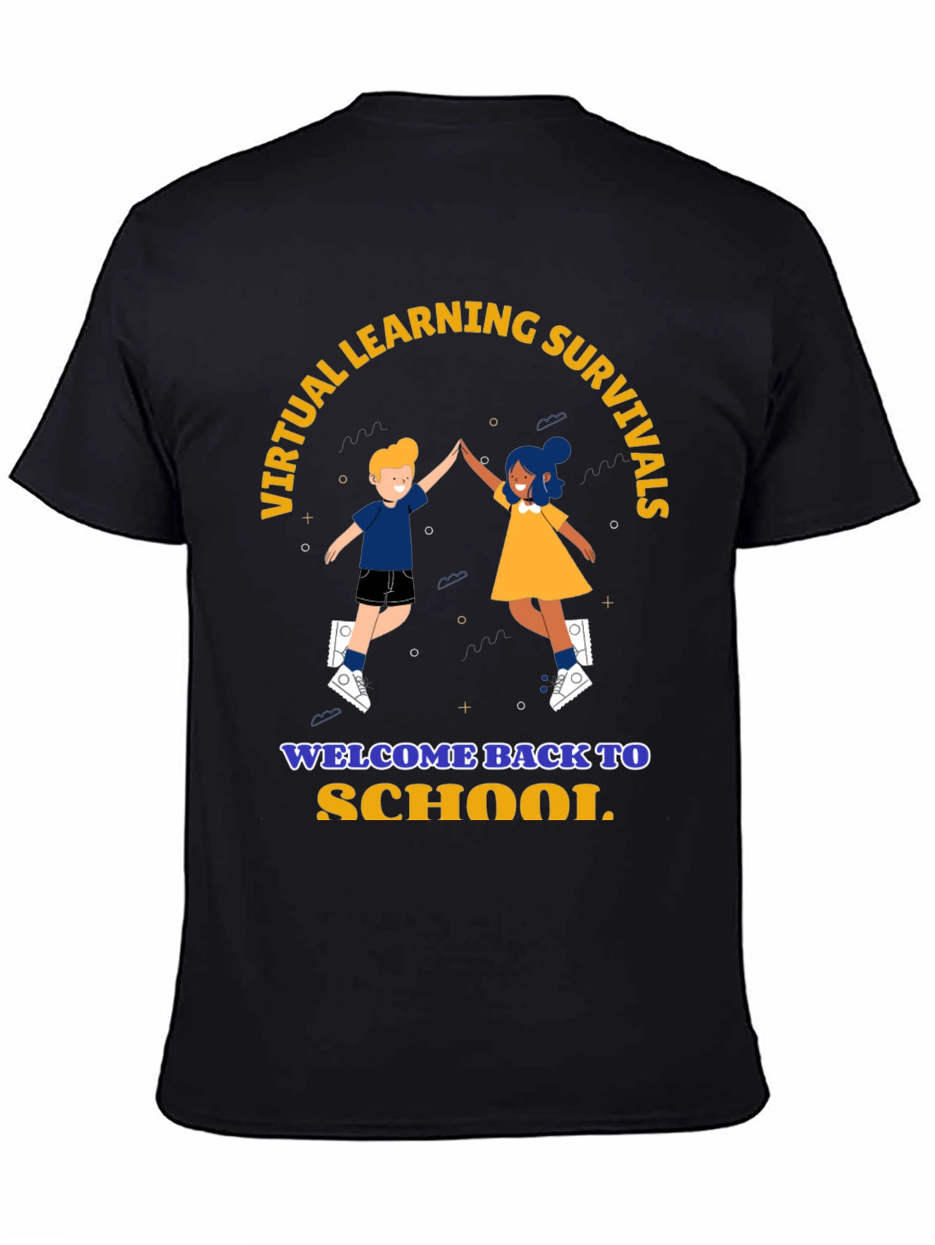 Black Virtual Learning Survival Back To School T-Shirt view 4