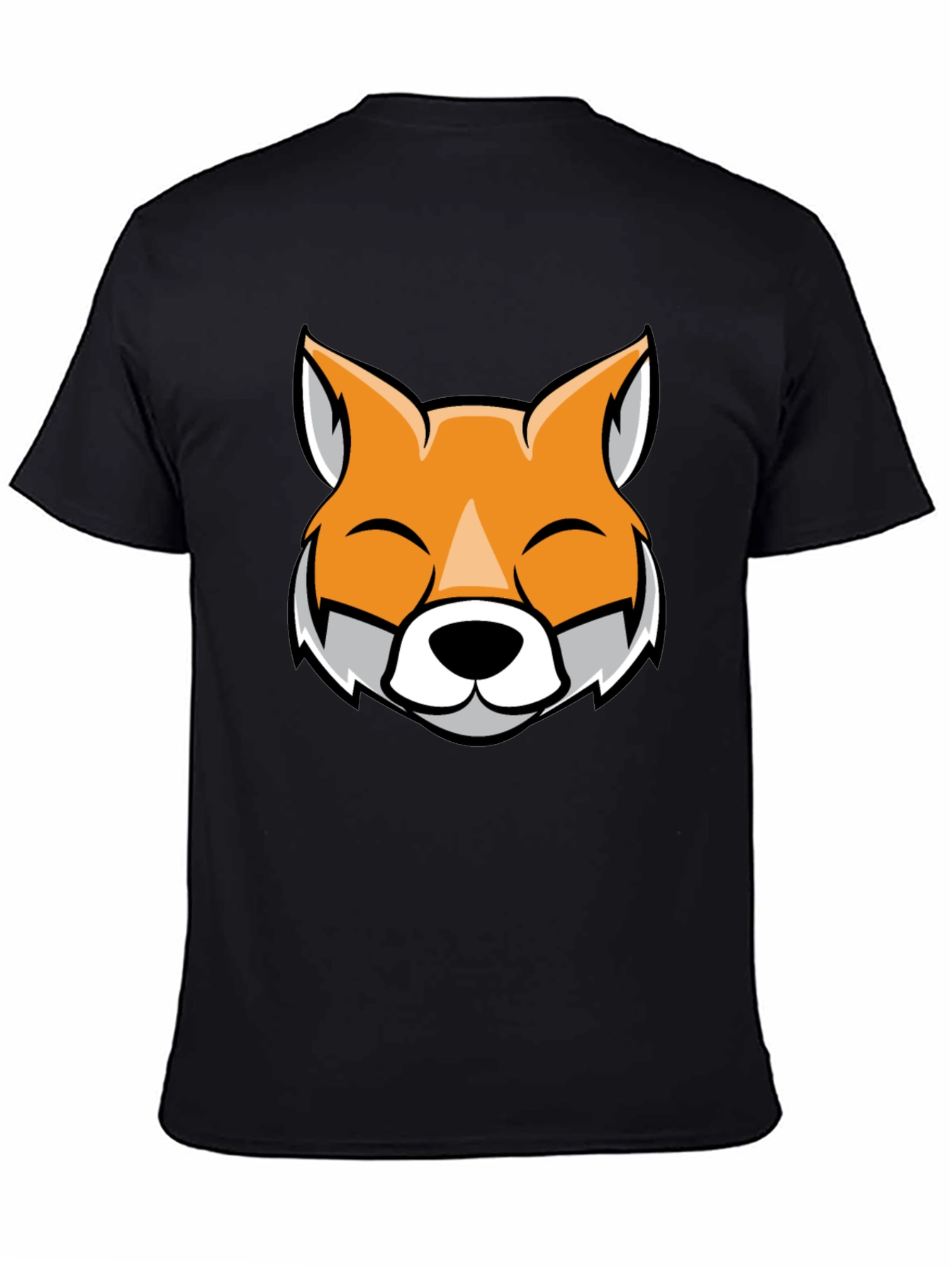 Black Fox Face Graphic Black T-Shirt view 4