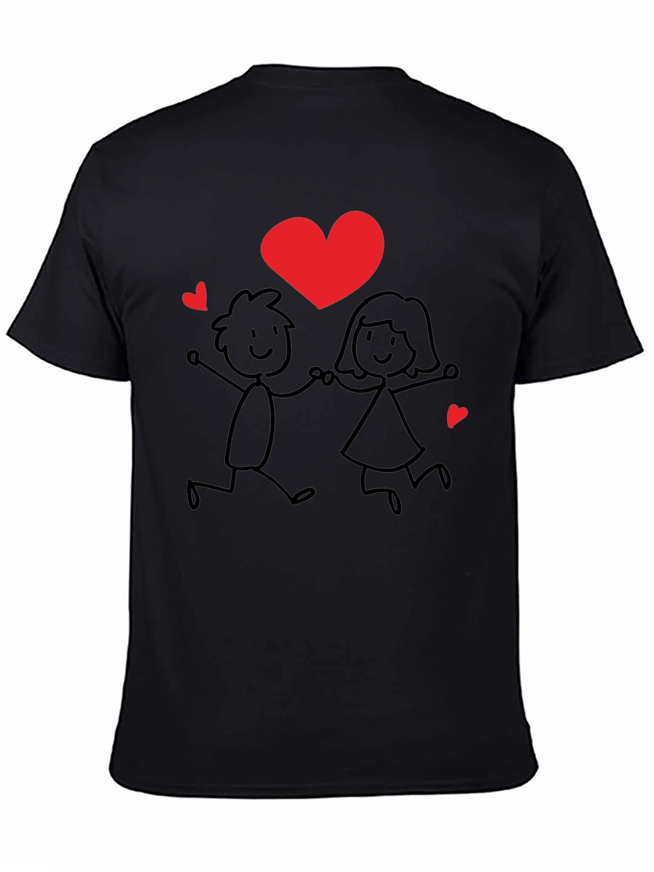 Black Love Couple Graphic Tee - Unisex Black T-Shirt view 4