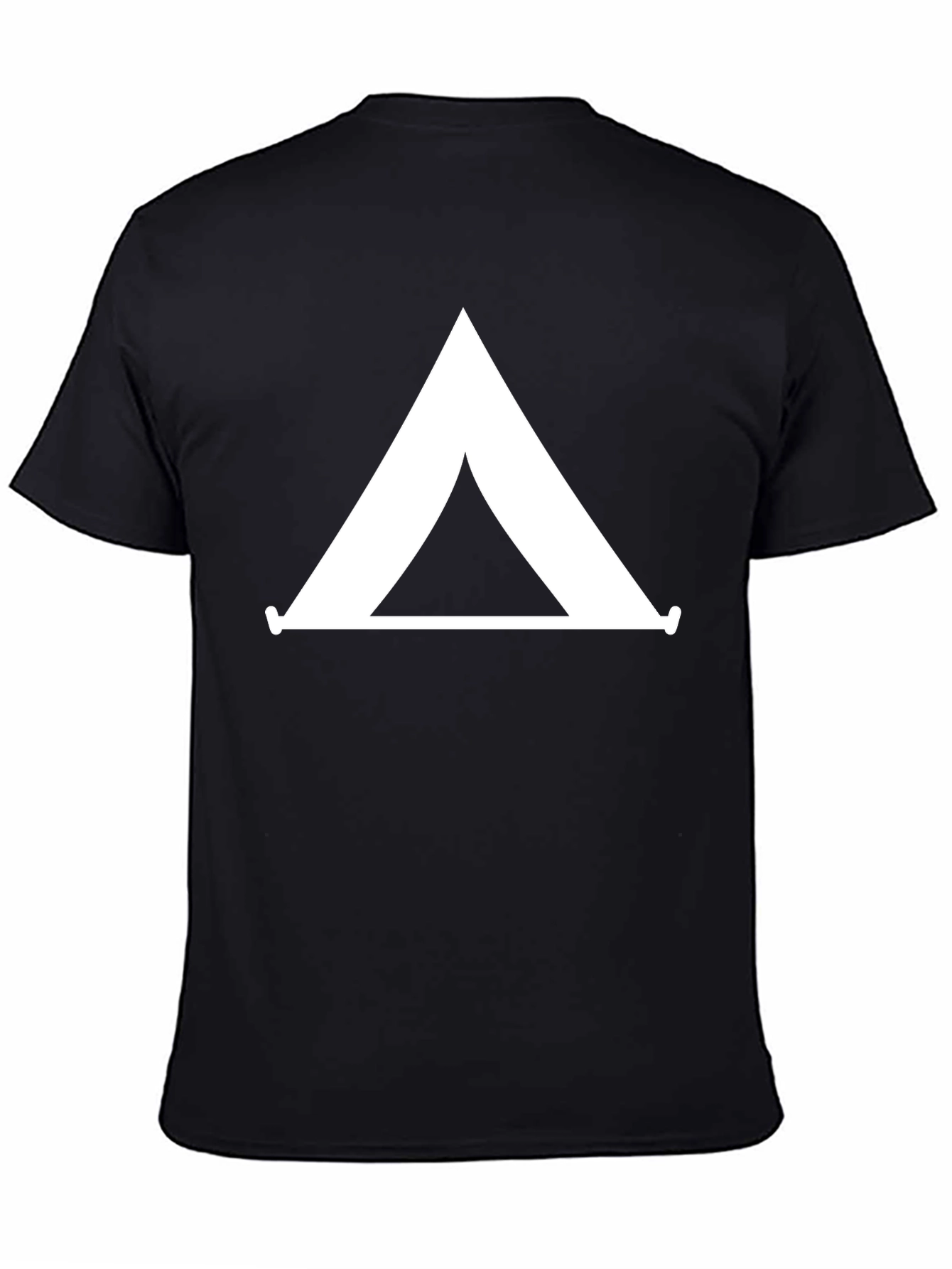 Black Minimalist Camping Tent Graphic Tee - Black Cotton T-Shirt view 4