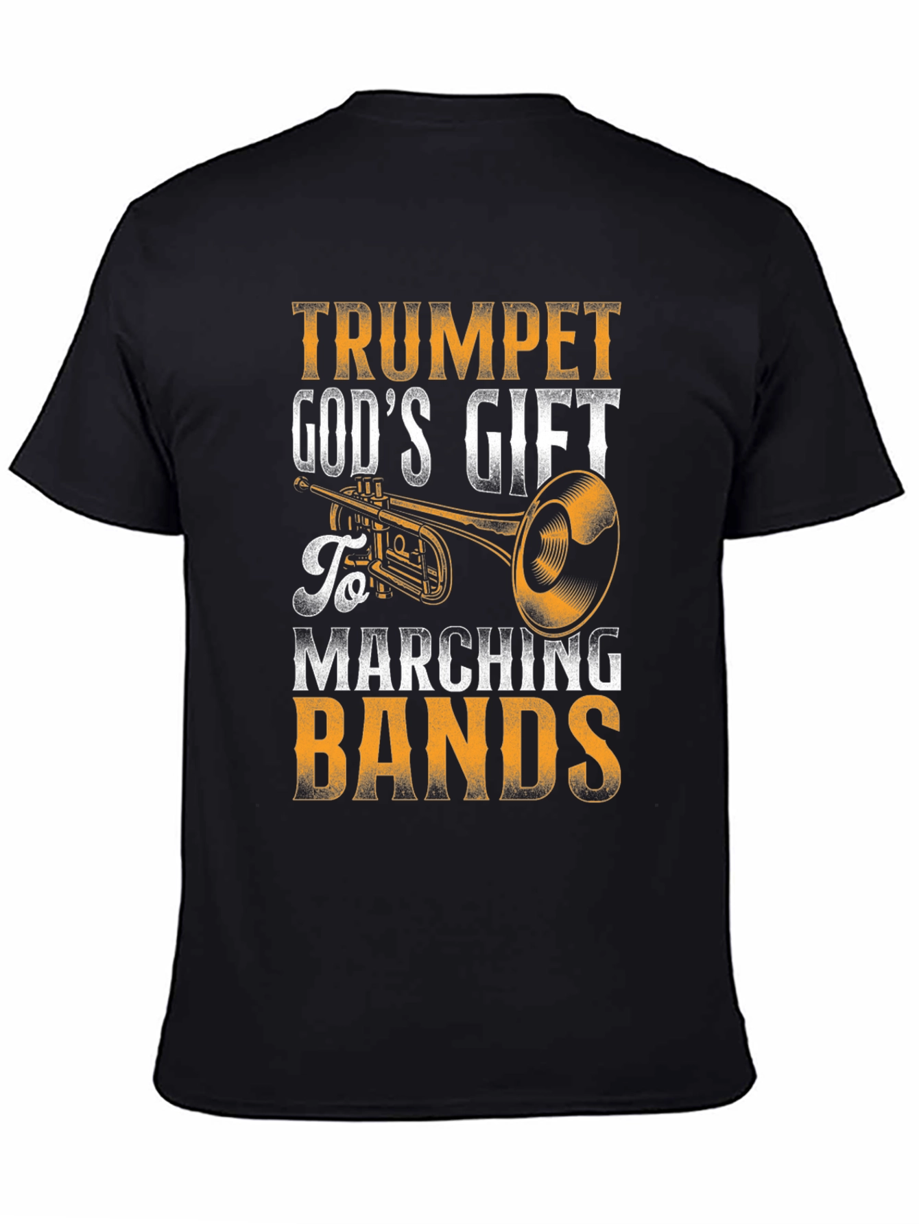 Black Trumpet God's Gift Marching Bands Black T-Shirt view 4