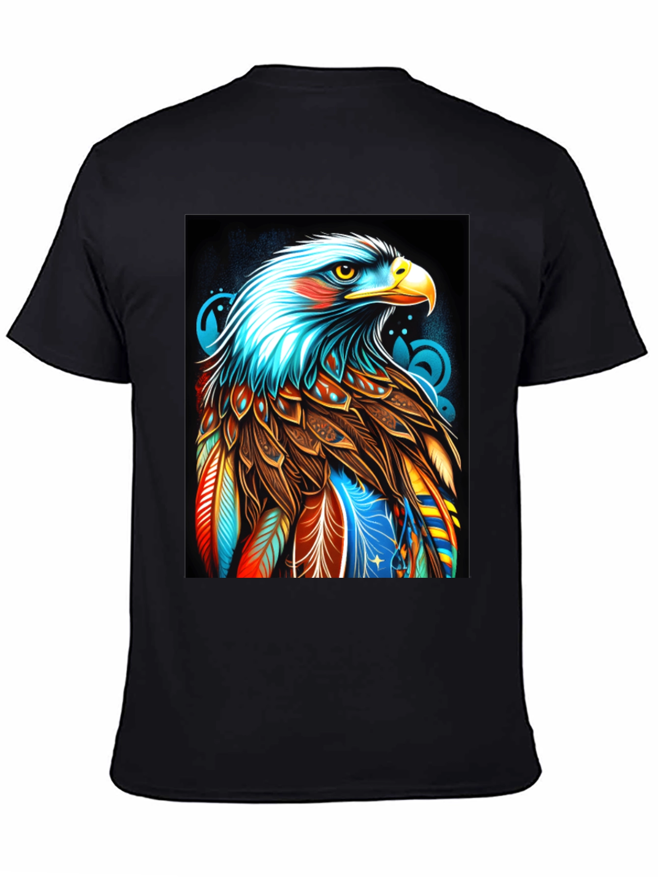 Black Colorful Eagle Graphic Black T-Shirt view 4