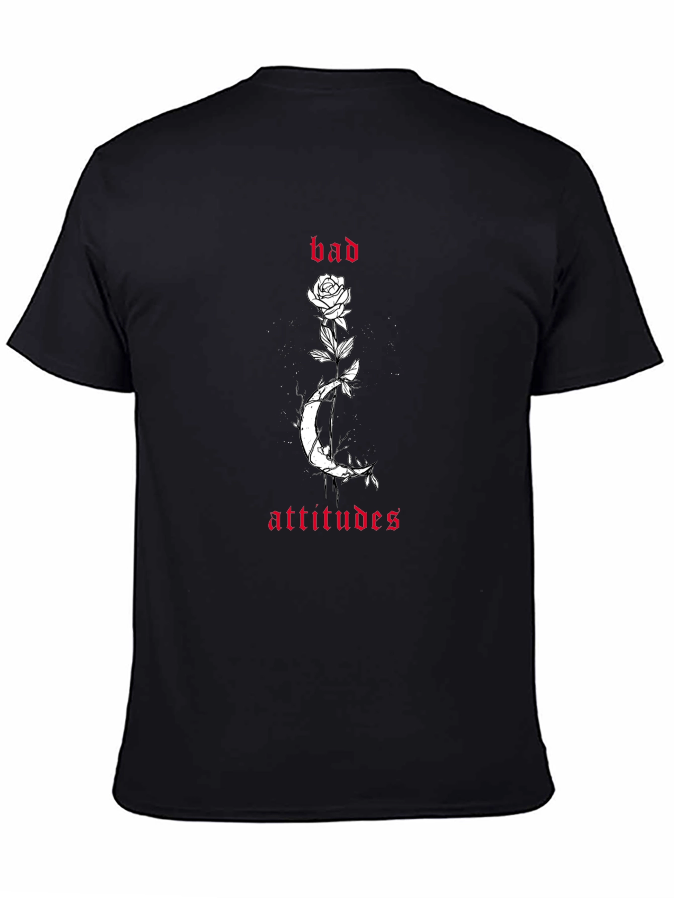 Black Bad Attitudes Rose Moon Graphic Tee view 4