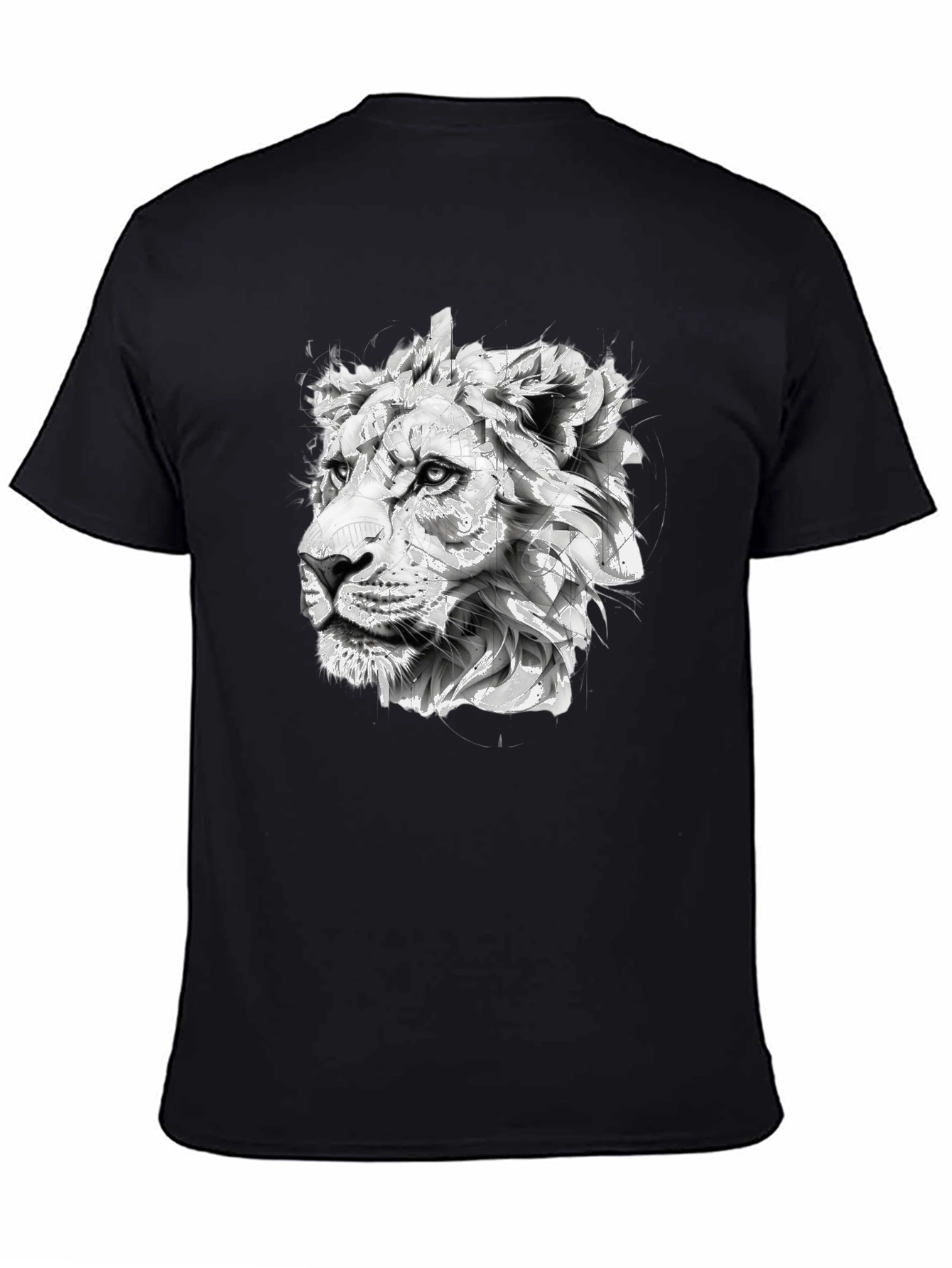 Black Lion Head Graphic Print Black T-Shirt view 4