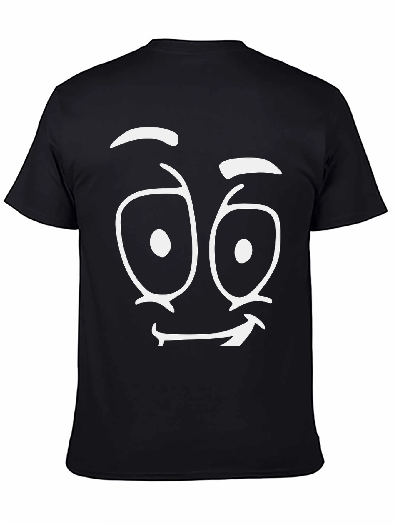 Black Funny Face Graphic Tee - Black Cotton T-Shirt view 4