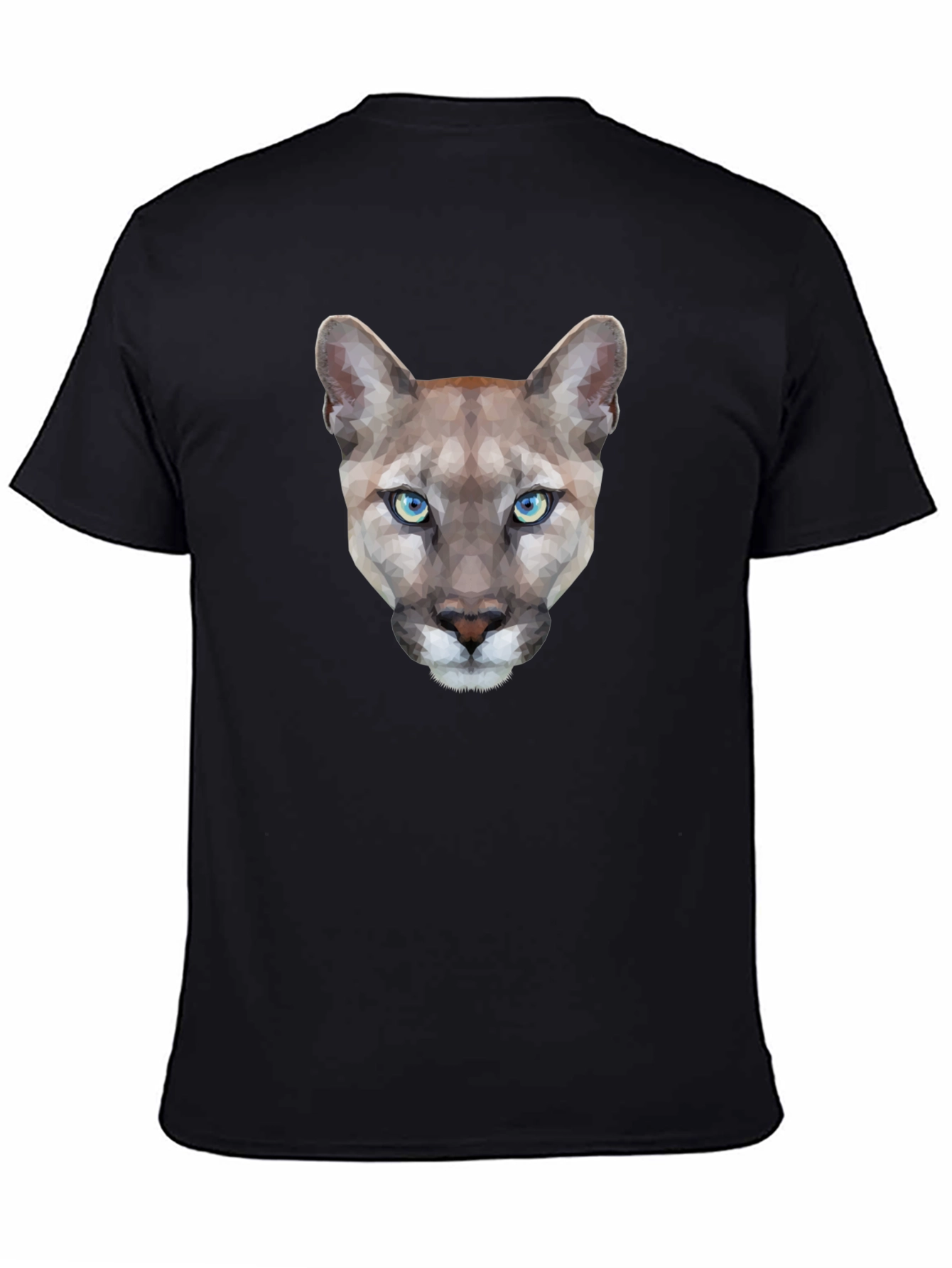 Black Geometric Mountain Lion T-Shirt view 4