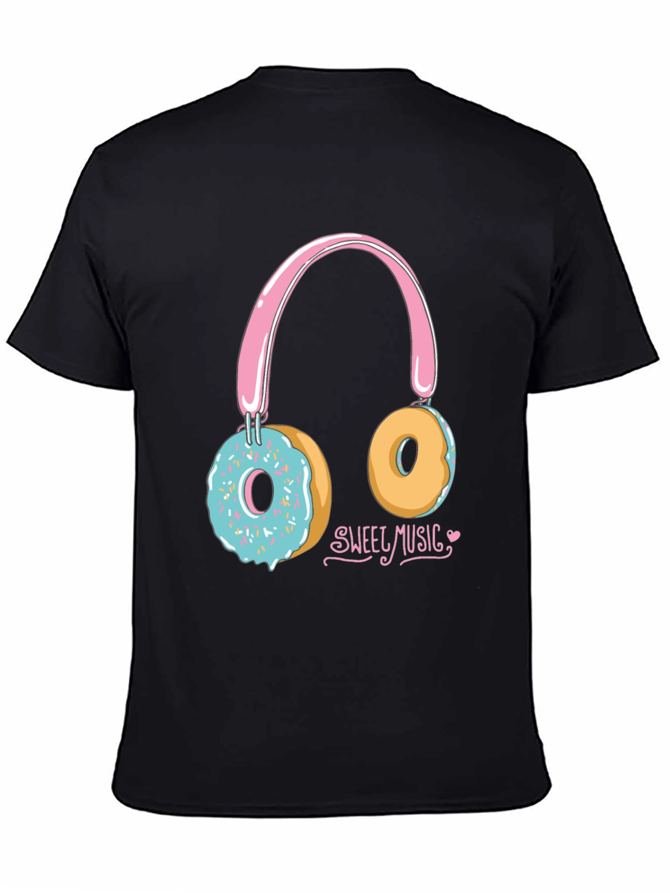 Black Sweet Music Donut Headphone Graphic Tee - Black view 4