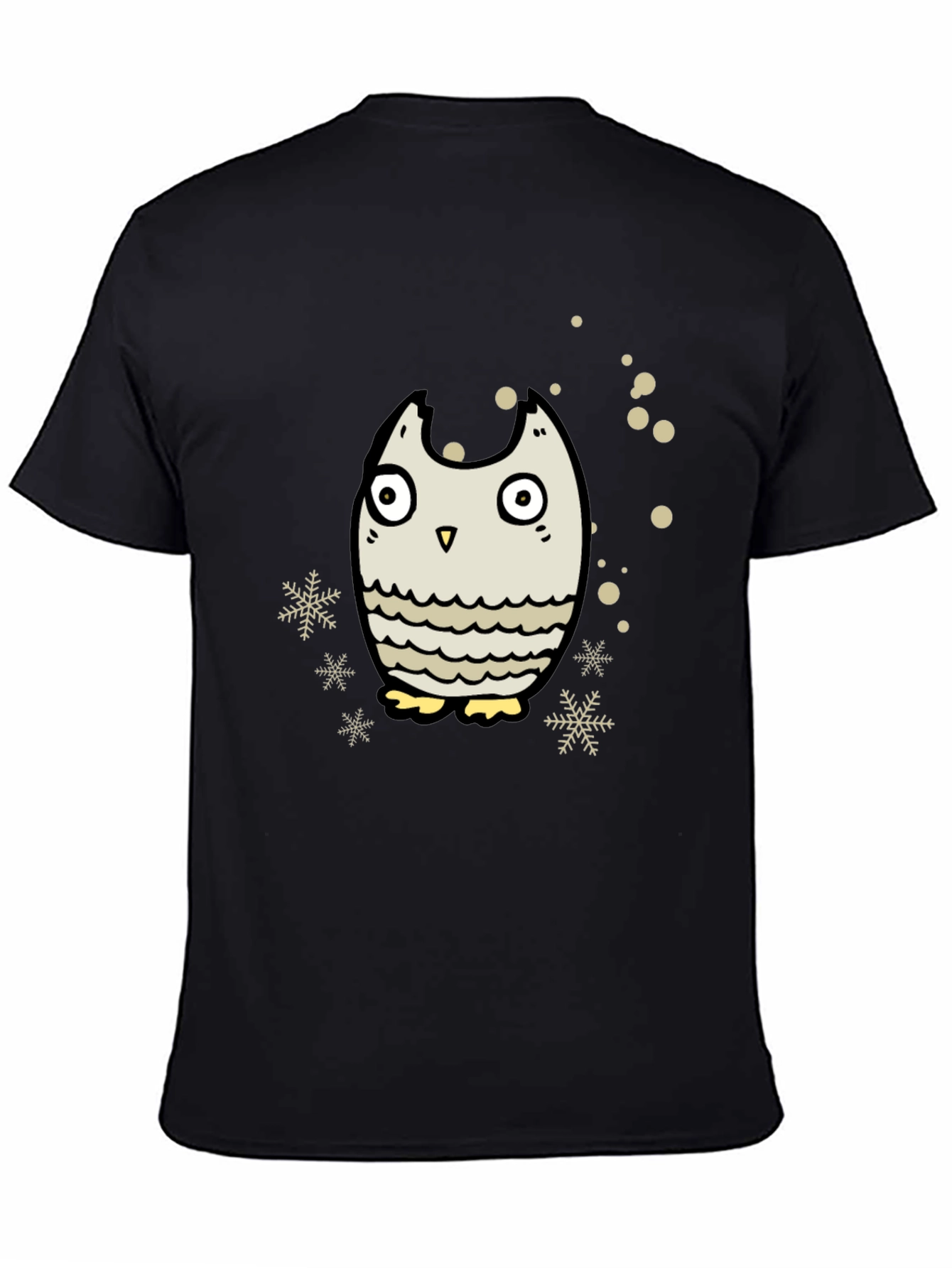 Black Owl Graphic Black T-Shirt - Winter Holiday Design view 4