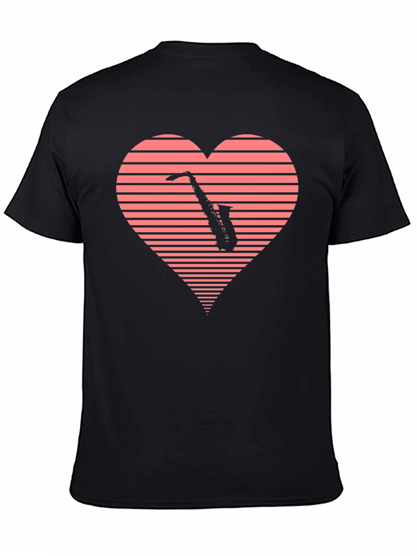 Black Saxophone Heartbeat Graphic Tee view 4