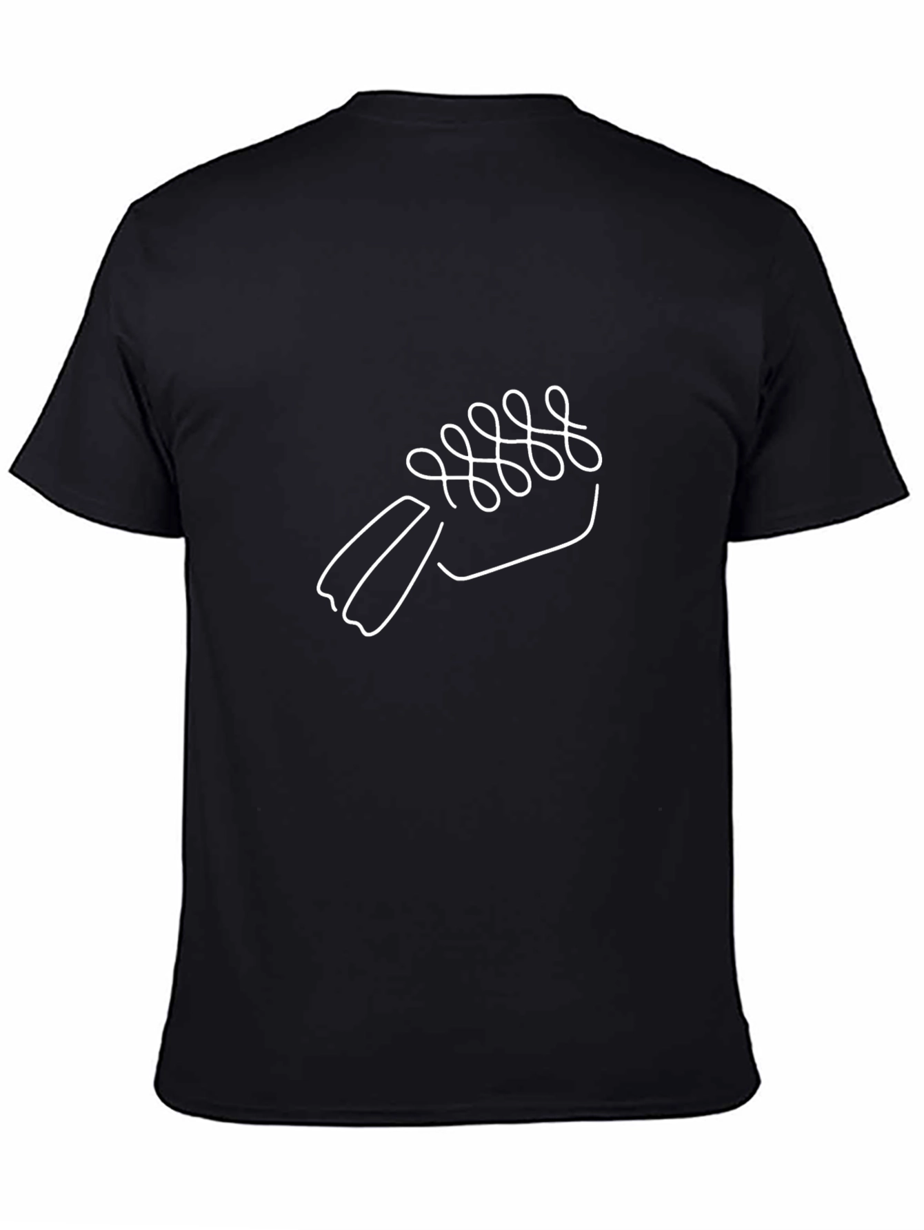 Black Black T-Shirt with Abstract Shoe Print view 4