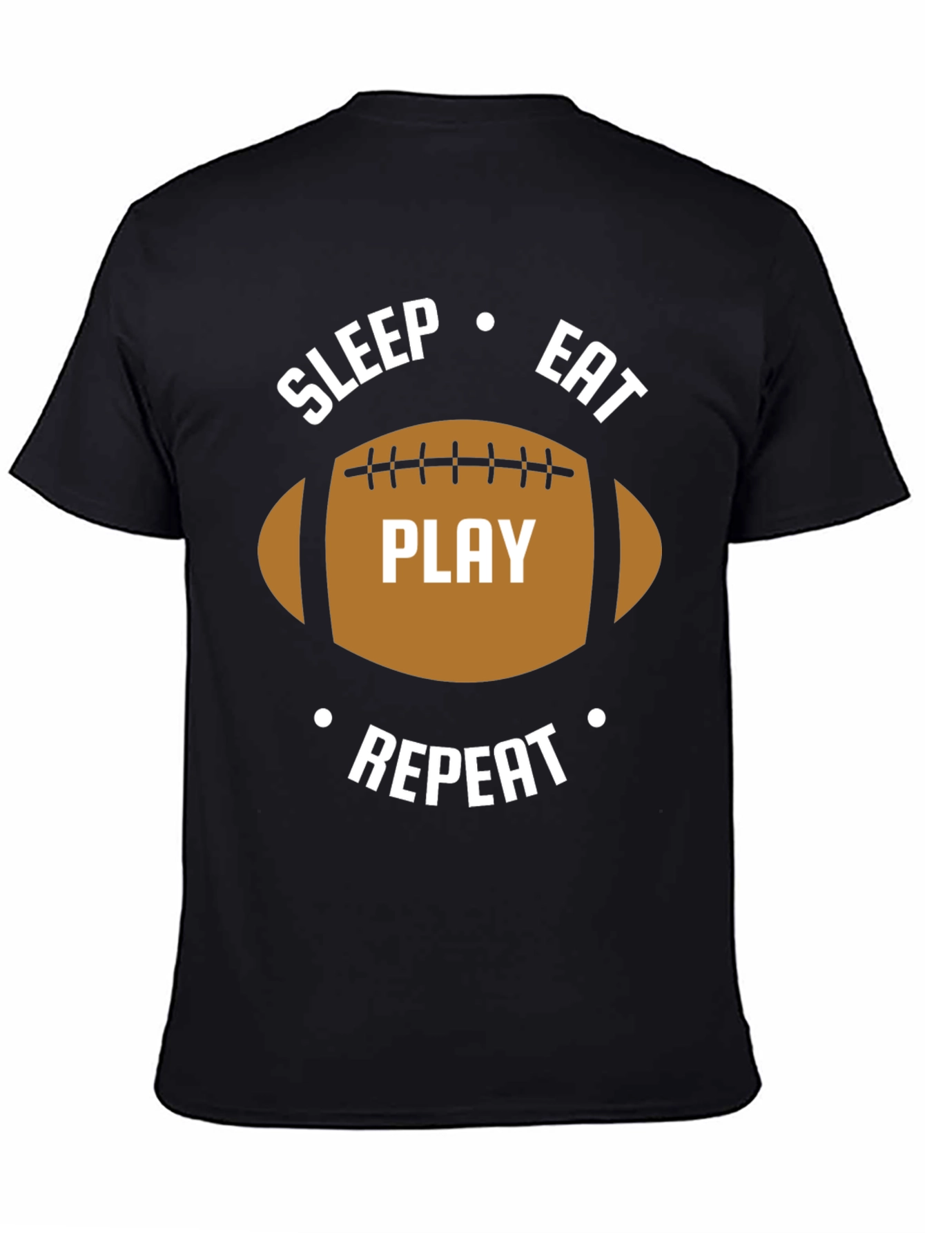 Black Sleep Eat Play Repeat Football Graphic T-Shirt view 4