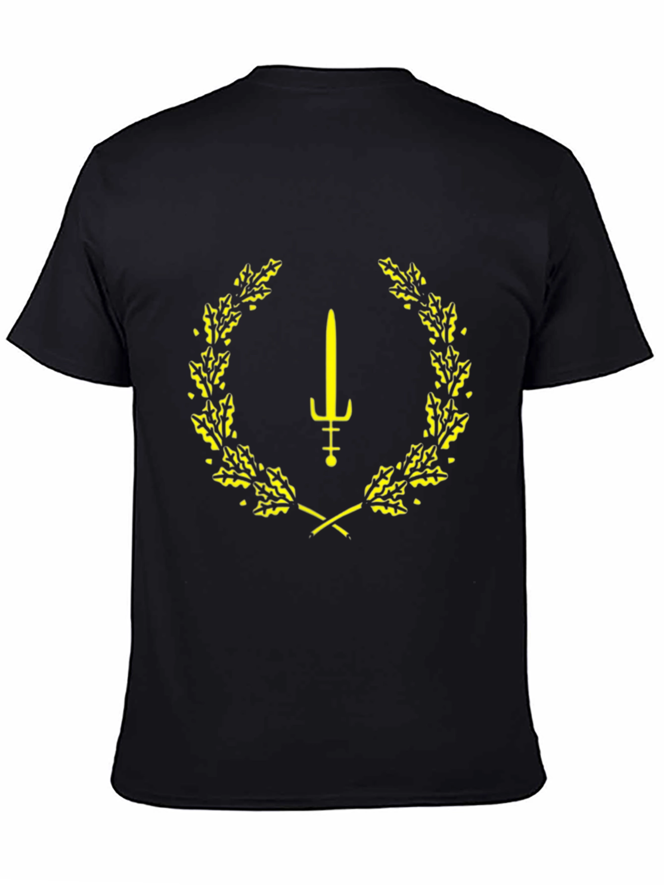 Black Sword & Laurel Wreath Graphic Tee - Black view 4