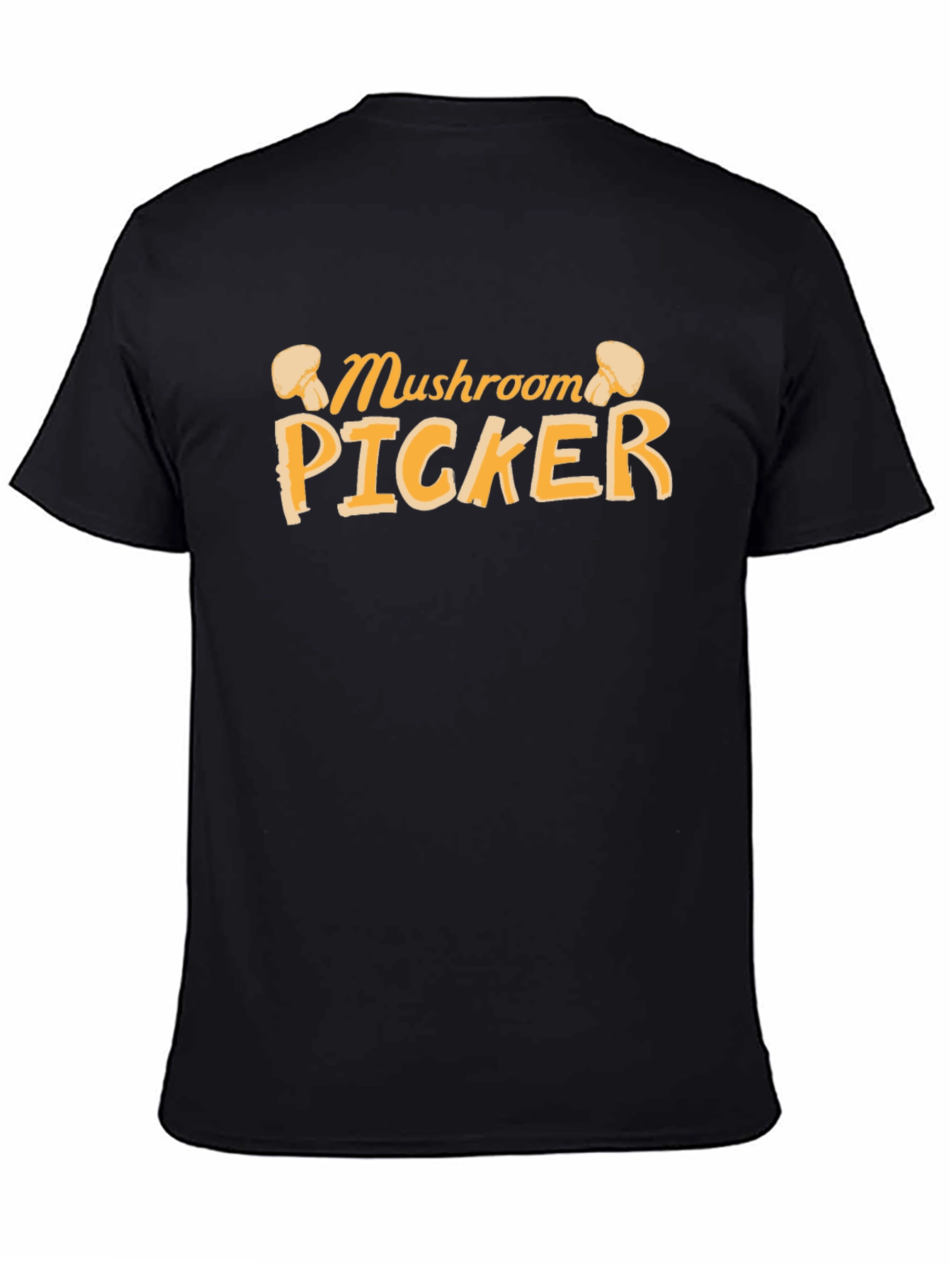Black Mushroom Picker Graphic Tee - Black Cotton T-Shirt view 4