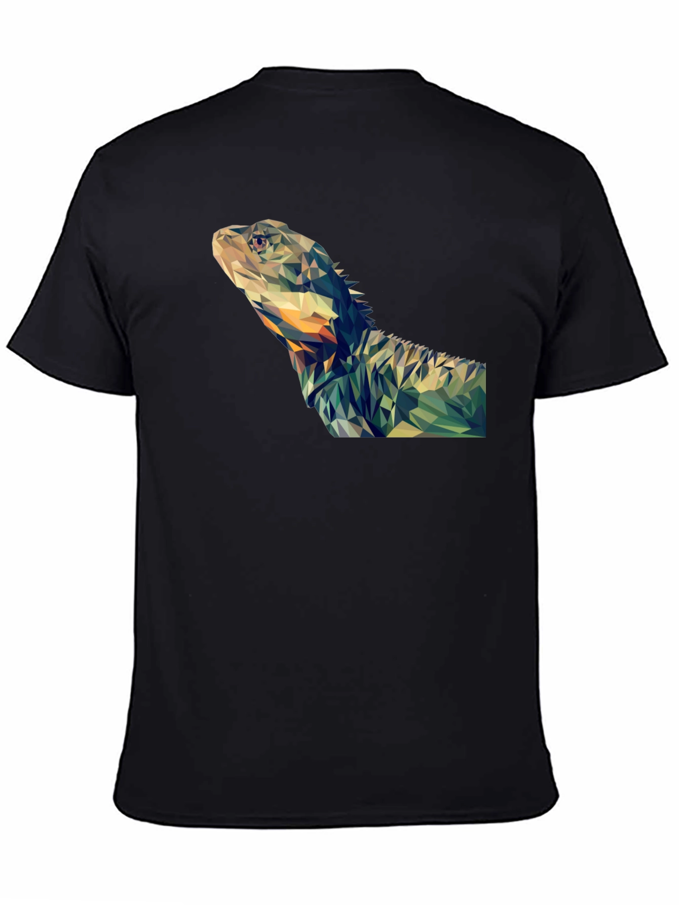 Black Geometric Lizard Graphic T-Shirt - Modern Poly Art Tee view 4