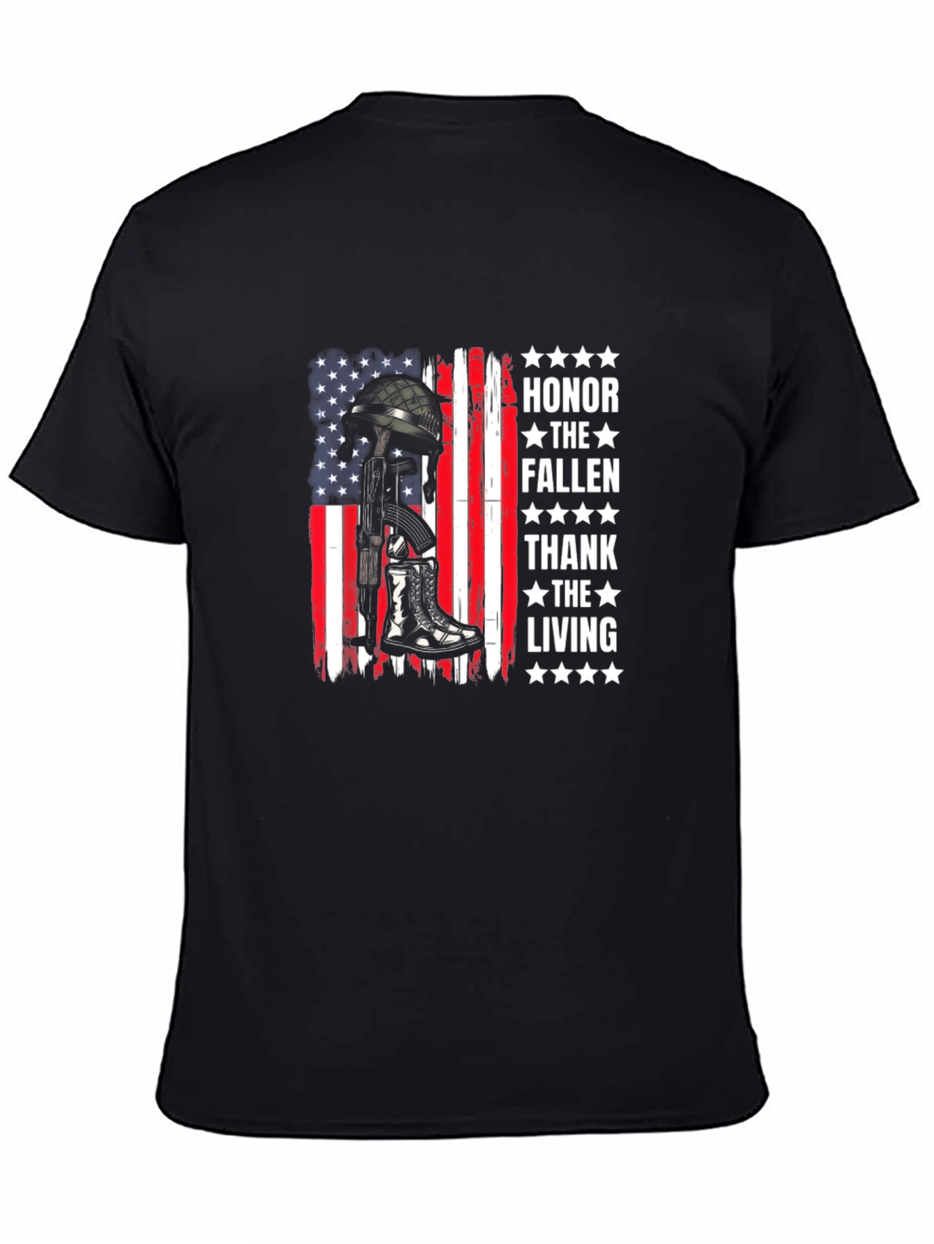 Honor Fallen Thank Living American Flag T-Shirt - 4