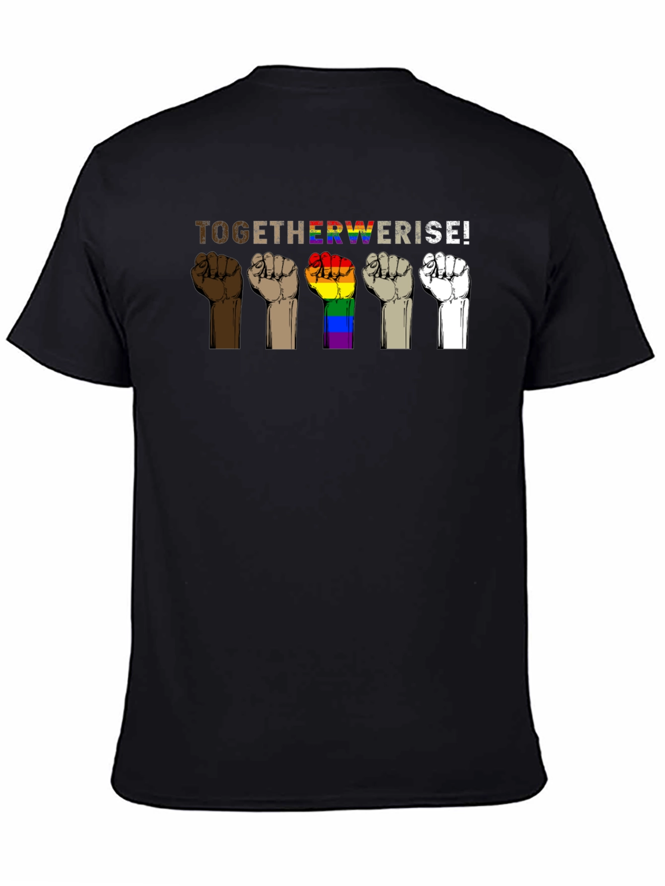 Black Together We Rise Graphic T-Shirt - Black view 4